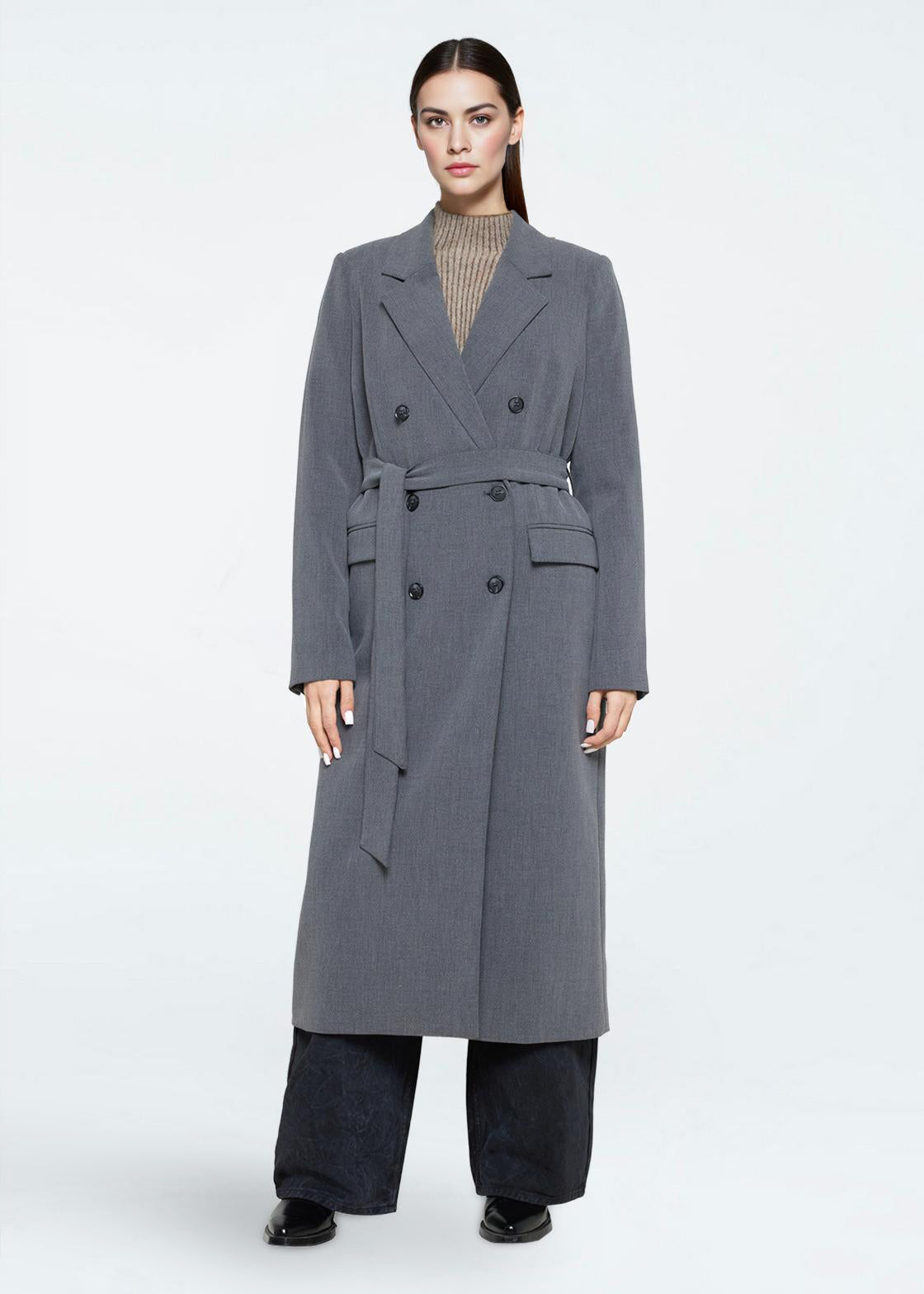minimum female Agnes coat 4317 Outerwear 0203 Gray Pinstripe