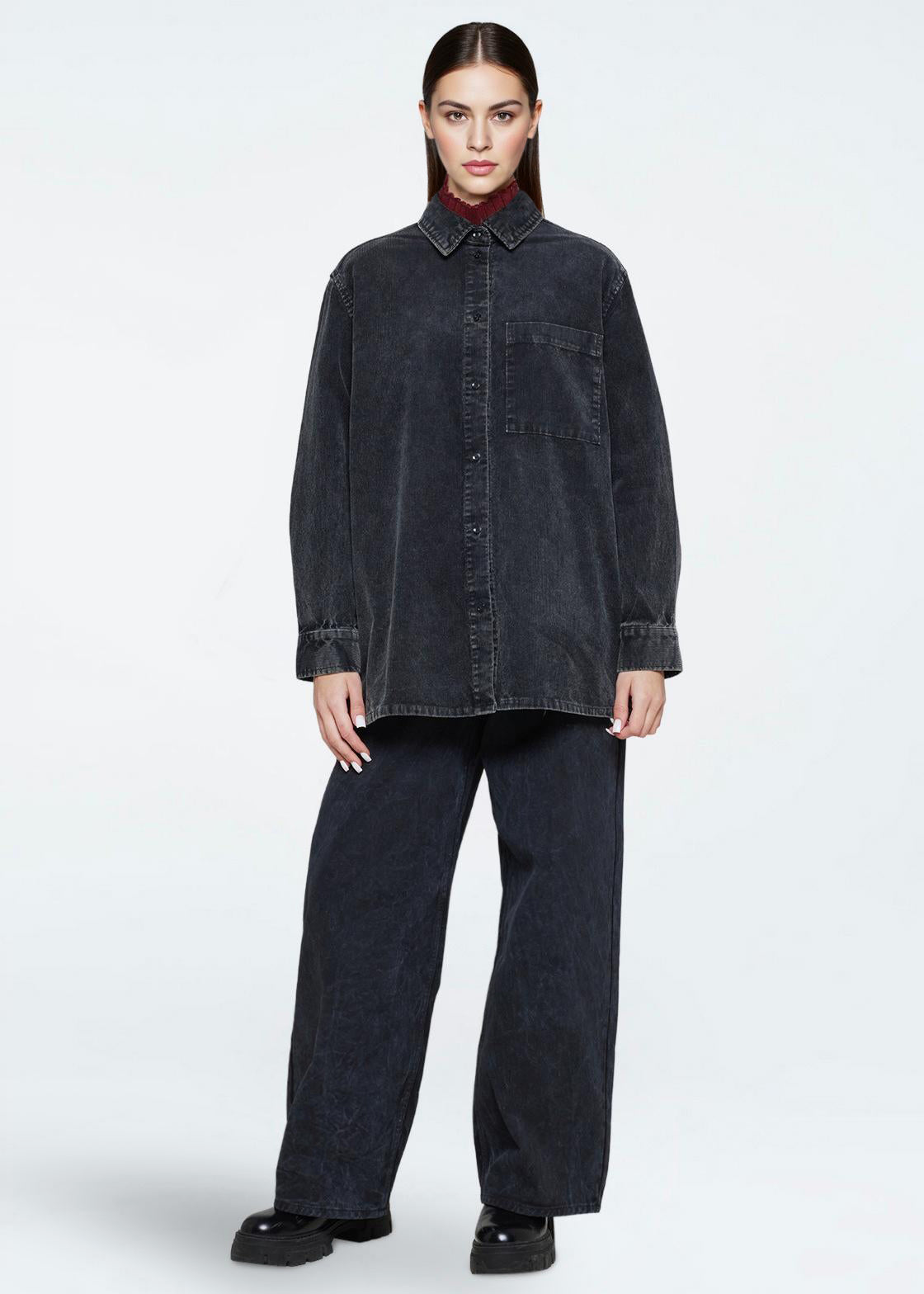 minimum female Aiyas corduroy 4356 Casual Pants 980 Dark Grey