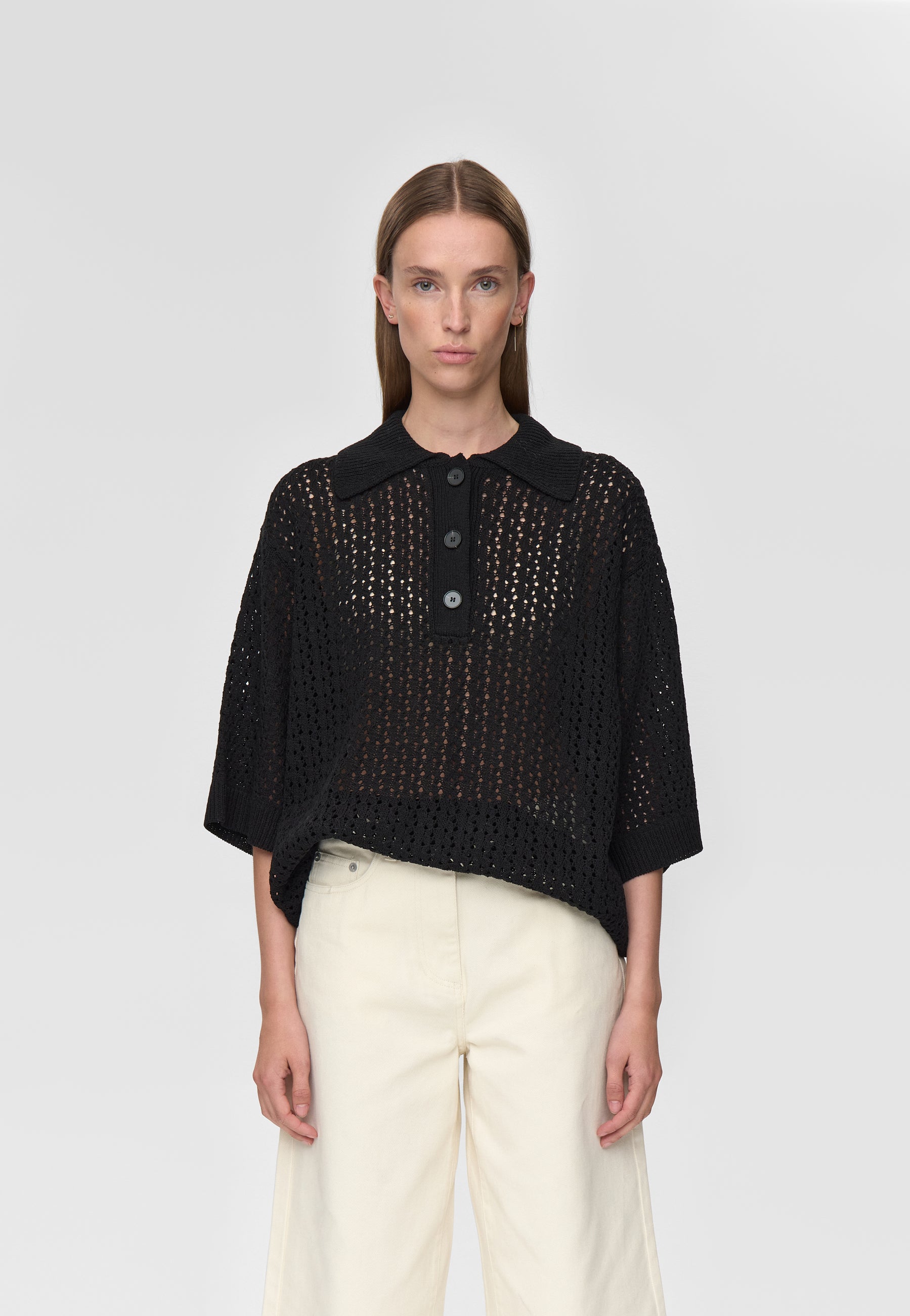 minimum female Anabelle knit polo 4591 Jumper 999 Black