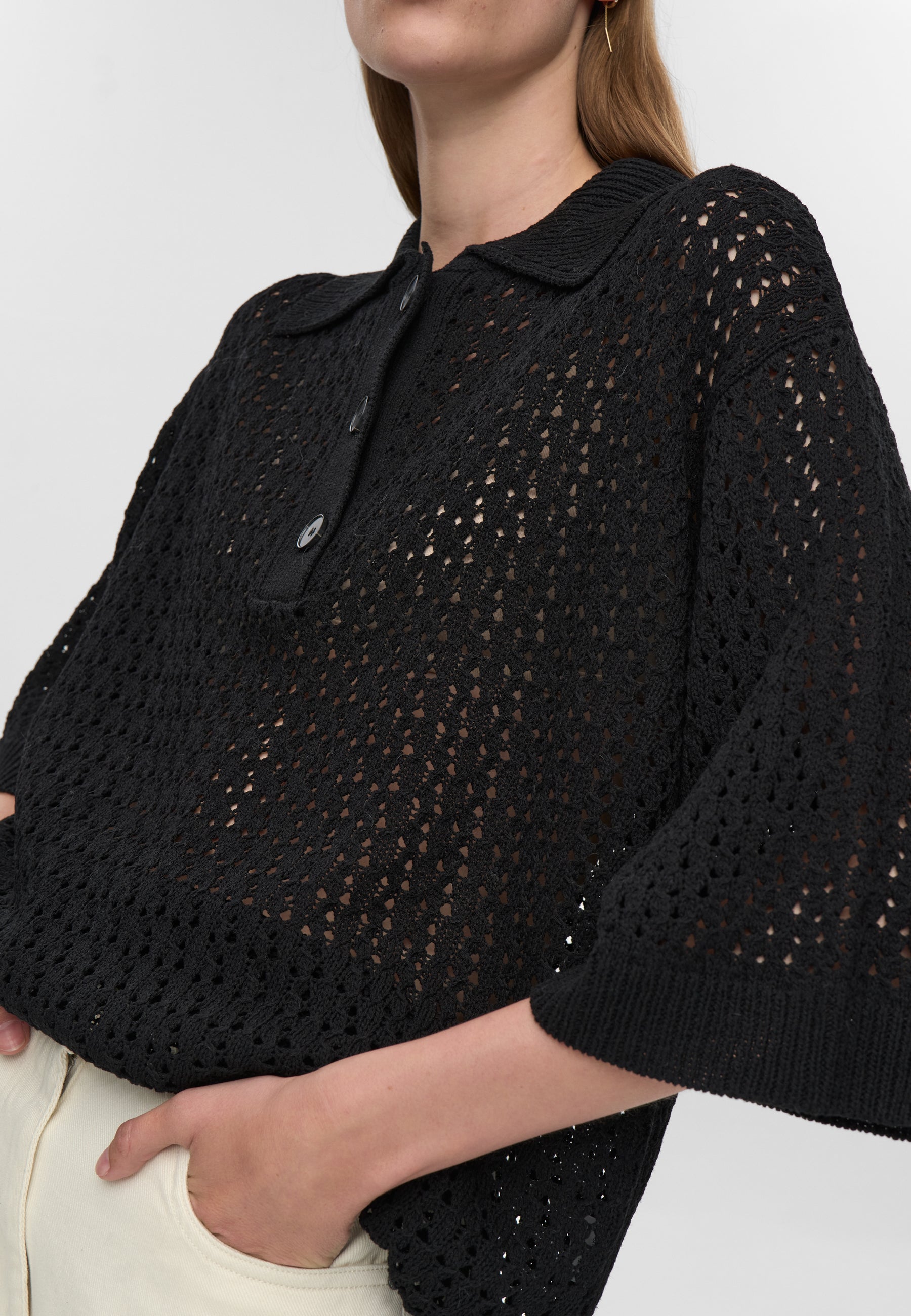 minimum female Anabelle knit polo 4591 Jumper 999 Black