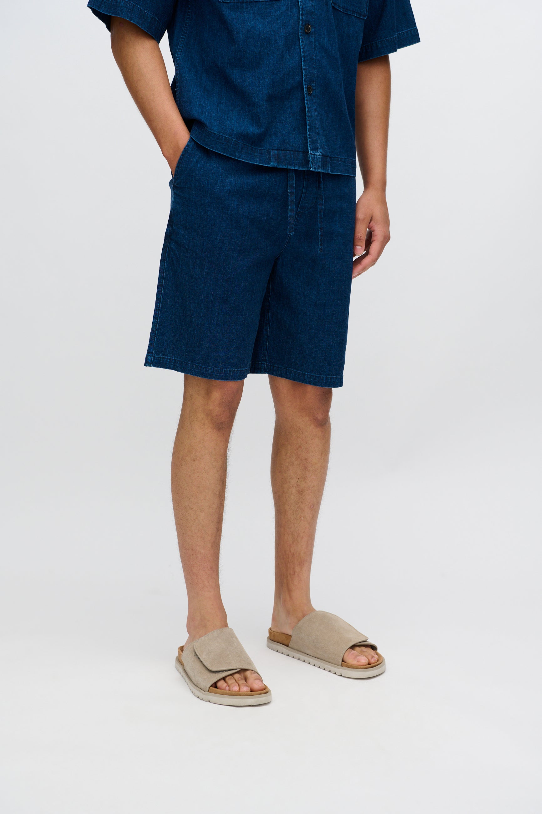 minimum male Atlas denim and linen blend shorts 4239 Shorts 3922 Sky Captain