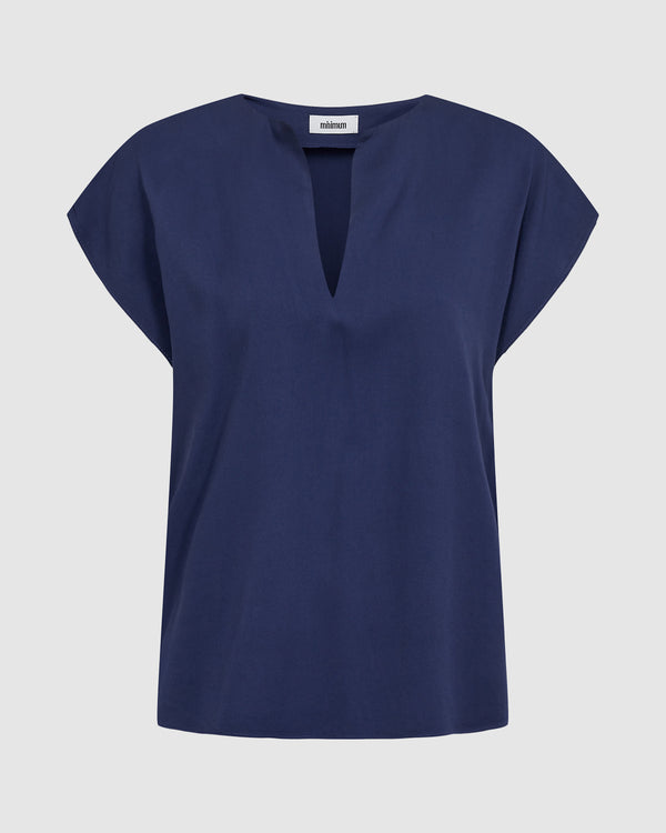 minimum female Gillians 9911 Blouse Short Sleeved Blouse 3933 Medieval Blue