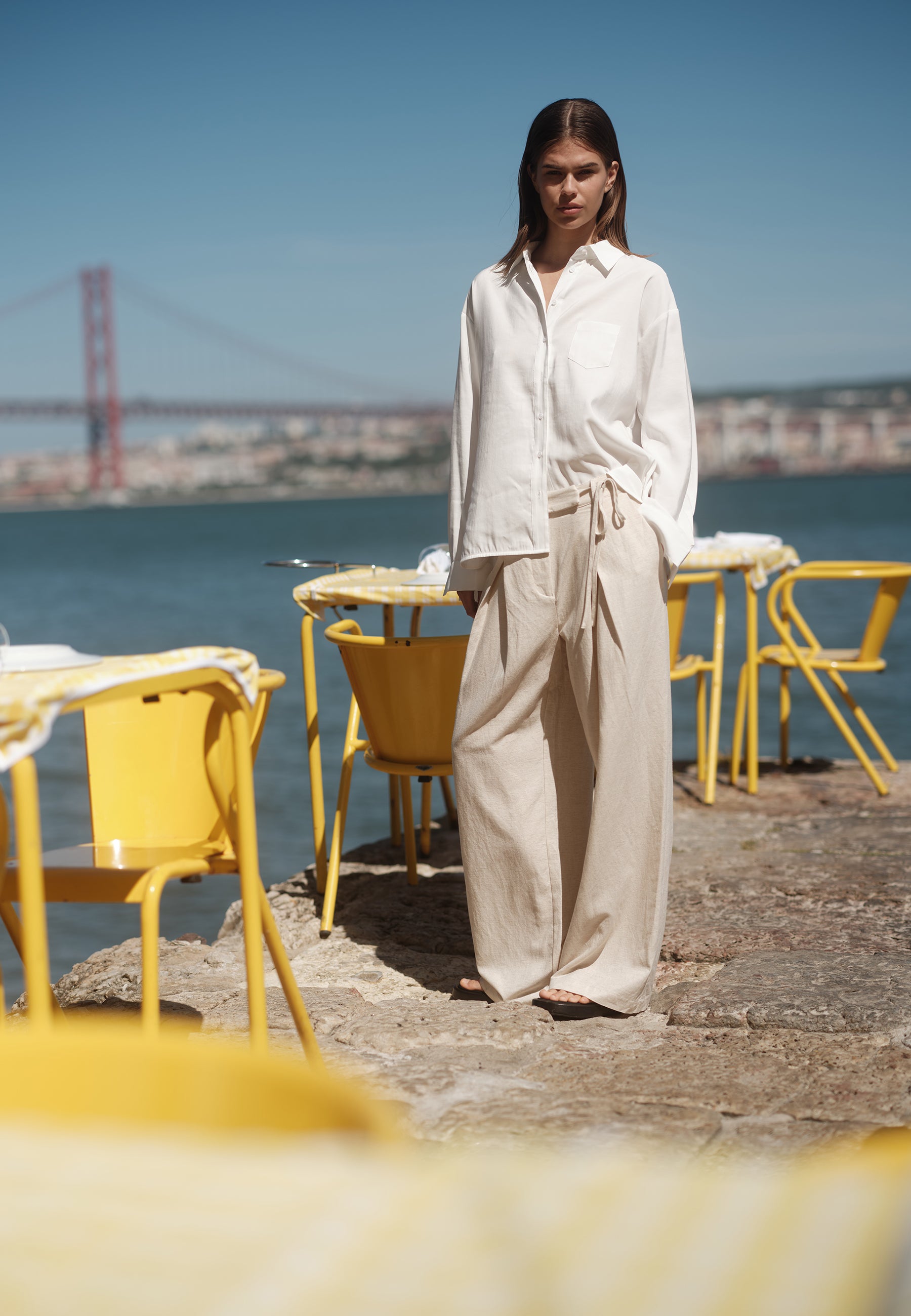 minimum female Gunli dressed pants with tie-detail 4191 Dressed Pants 1105 Brown Rice