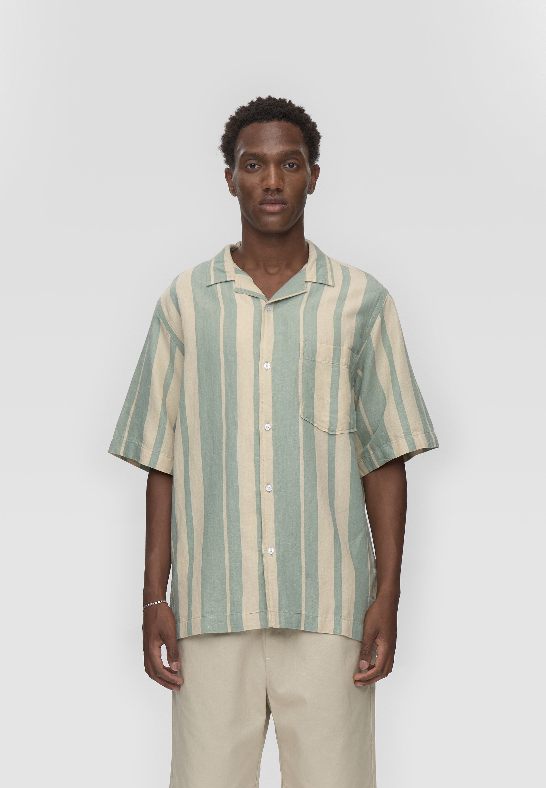 minimum male Hayden reg ss striped shirt 4577 Short Sleeved Shirt 5107 Chinois green