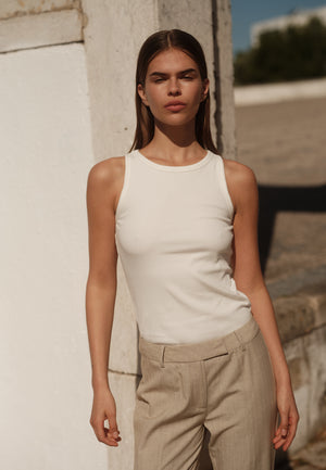 minimum female Lila tank top 4226 GOTS Gilet 0608 Coco Milk