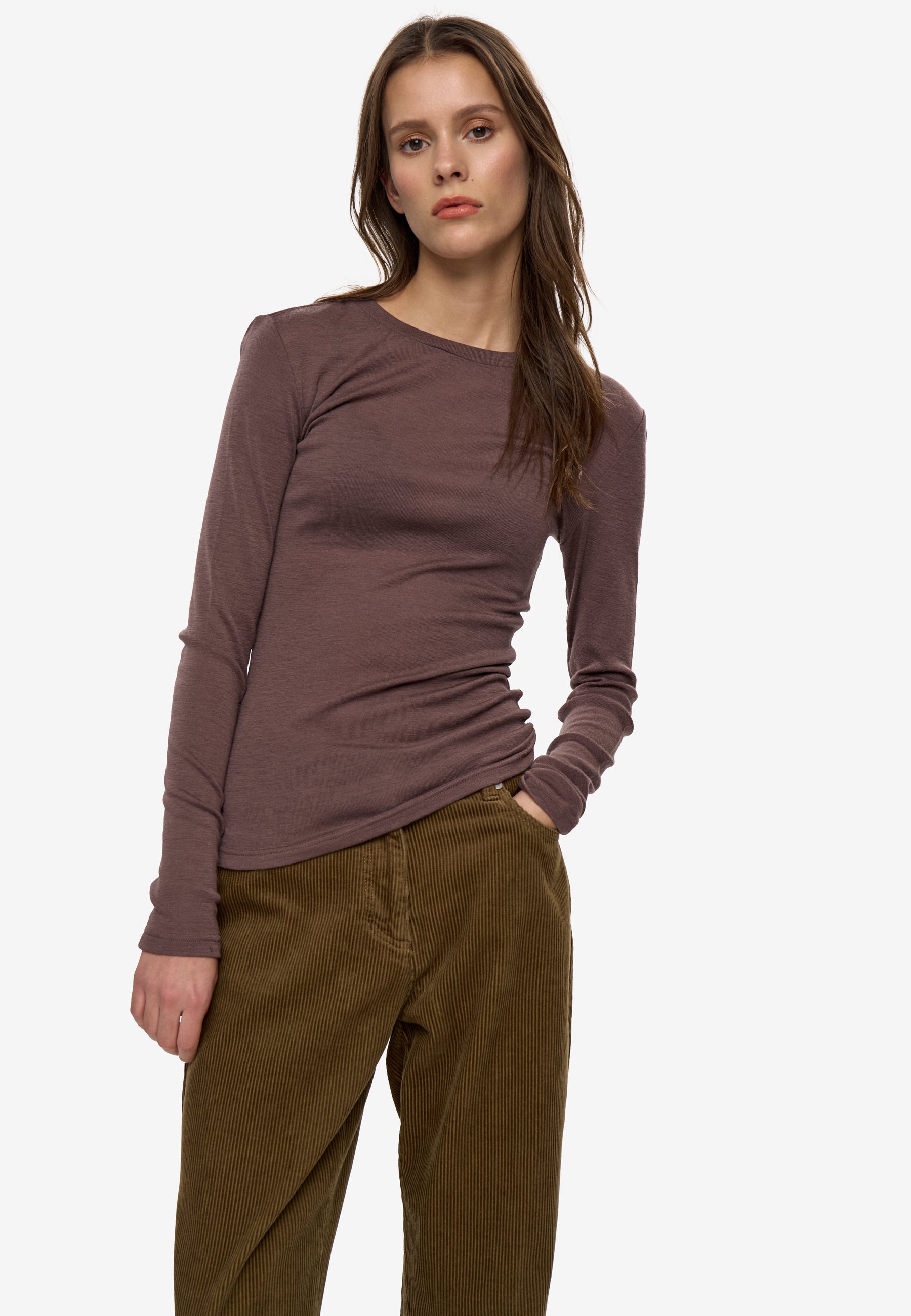 minimum female Natashas long sleeved t-shirt 3736 Jumper 1409 Peppercorn
