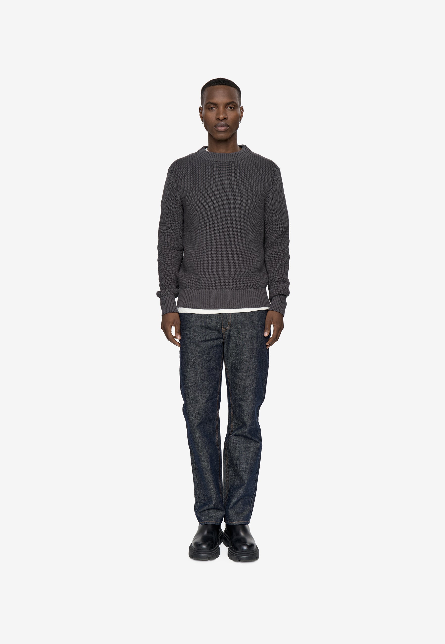 minimum male Rob basic knit sweater G006 GOTS Sweater 1912 Volcanic Ash