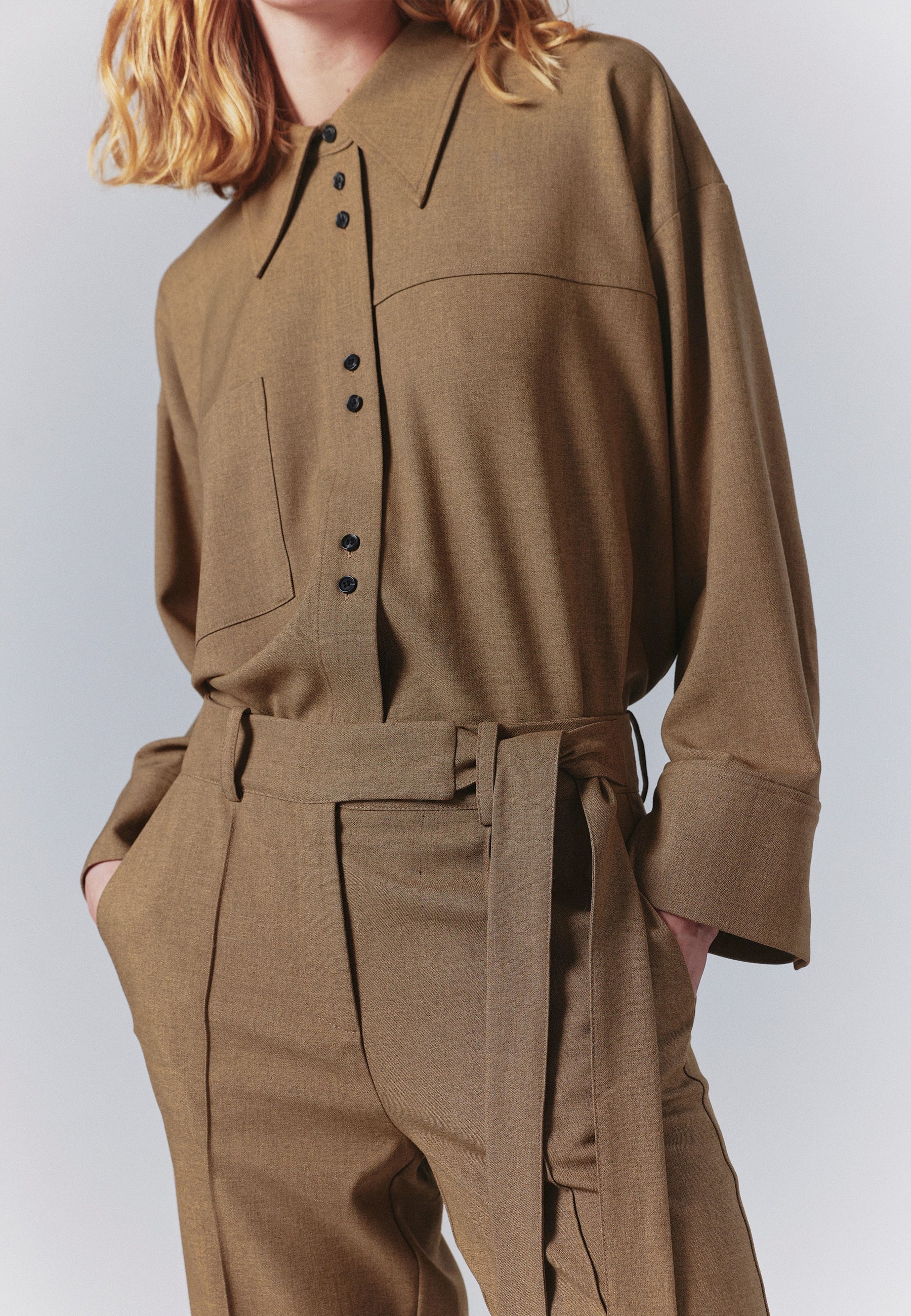 minimum female Runa shirt 3737 Long Sleeved Shirt 1609M Greige Melange