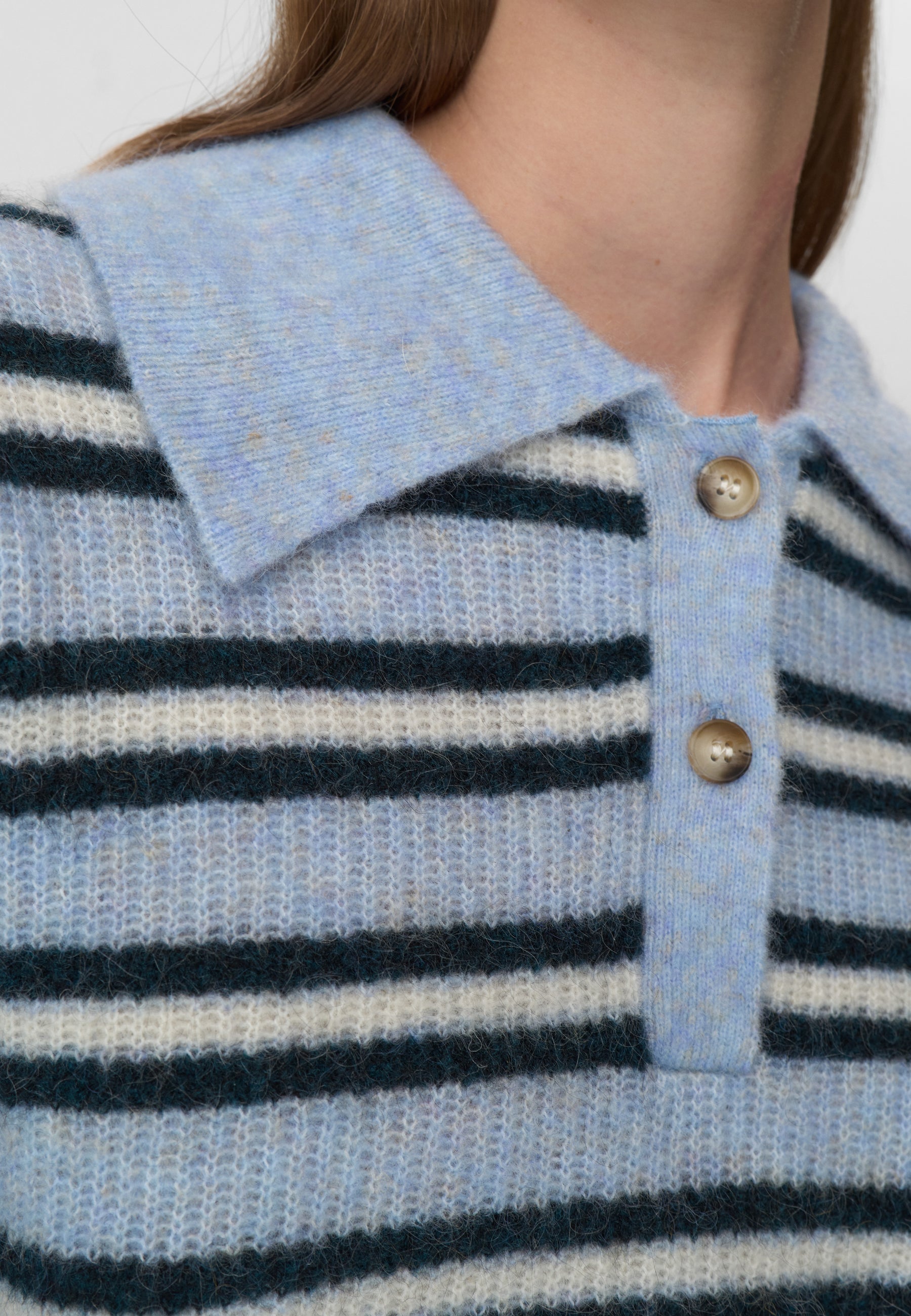 minimum female Ruth knit polo 4594 Jumper 4115 Cashmere Blue
