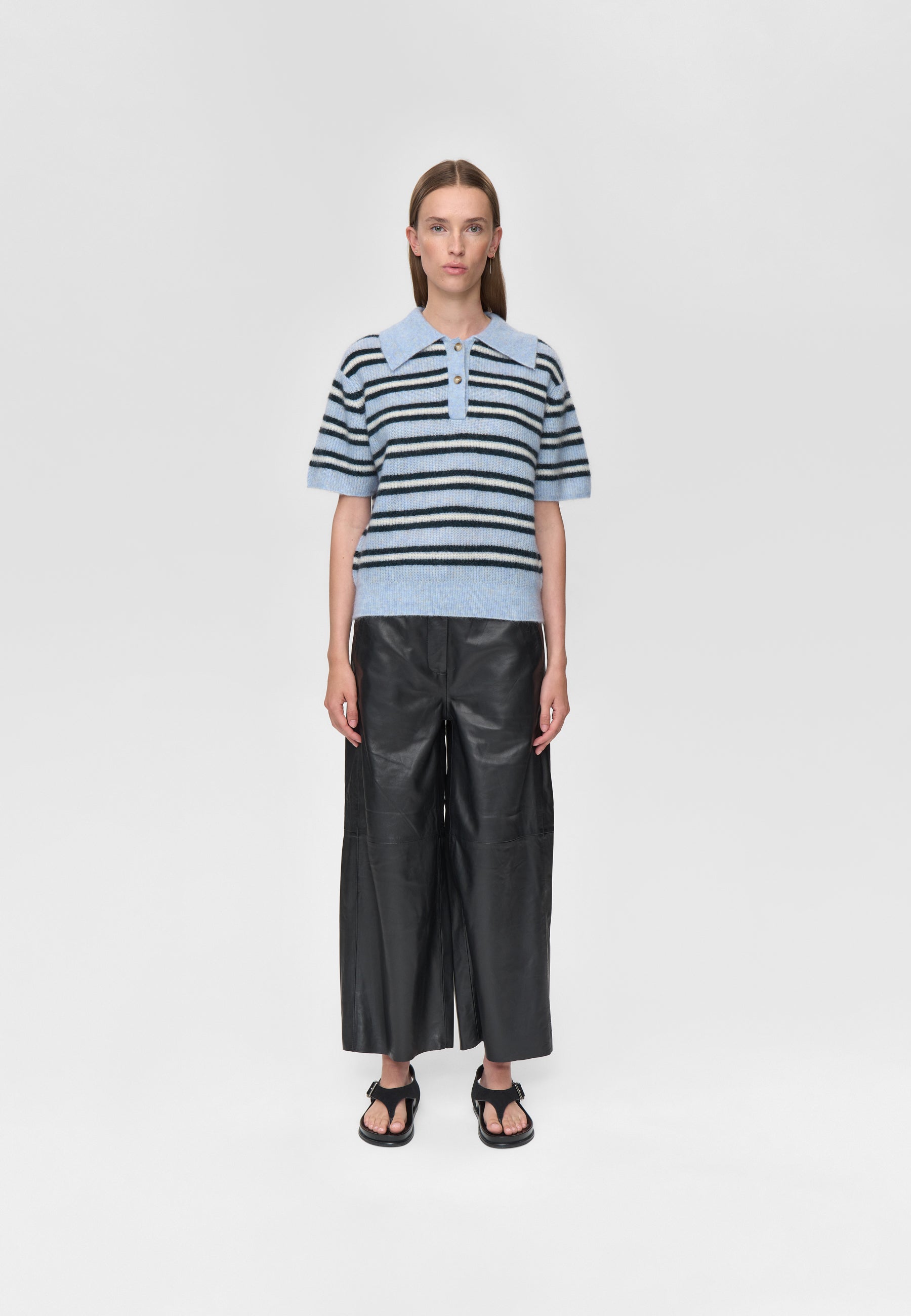 minimum female Ruth knit polo 4594 Jumper 4115 Cashmere Blue