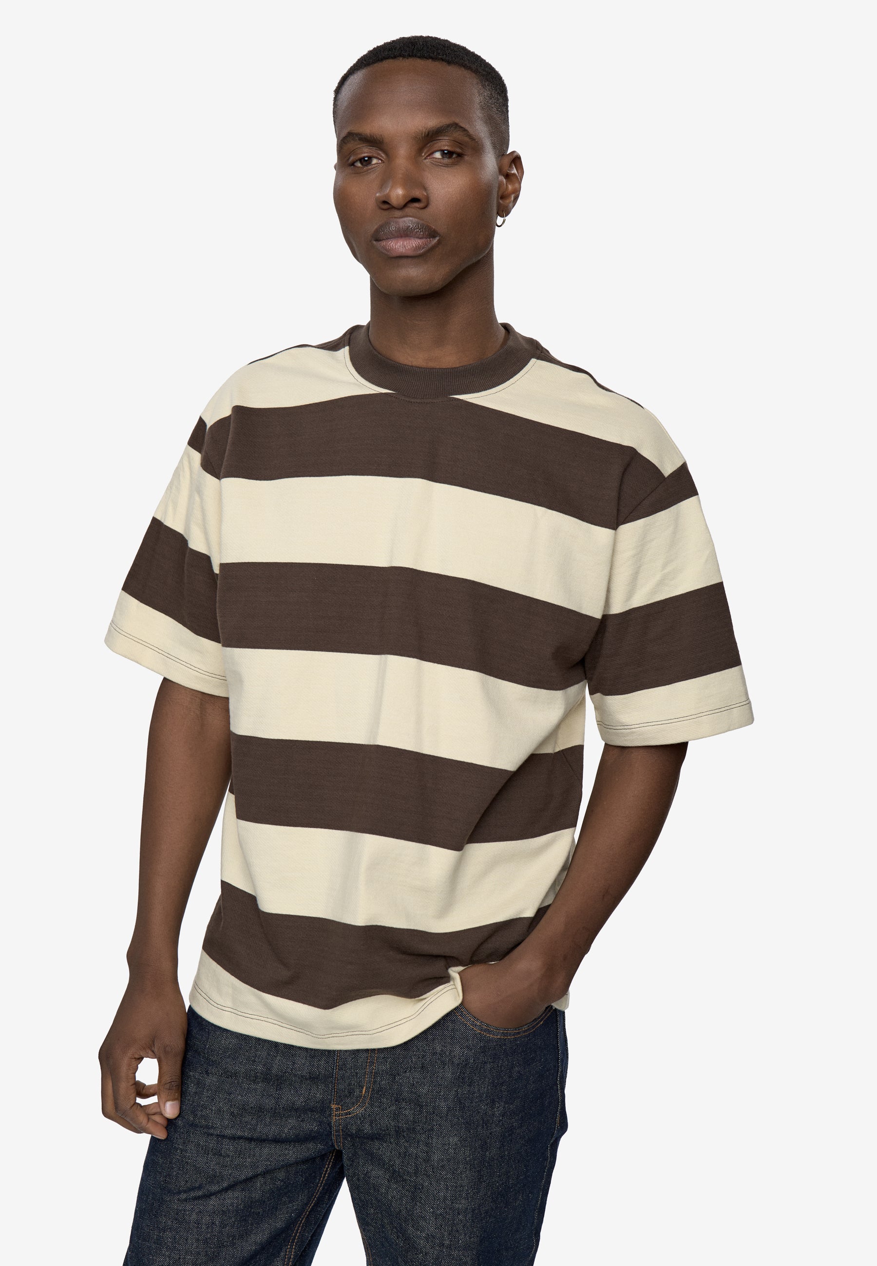minimum male Terry rls YD strp ss tee G4607 Long Sleeved T-shirt 0812 Turkish Coffee