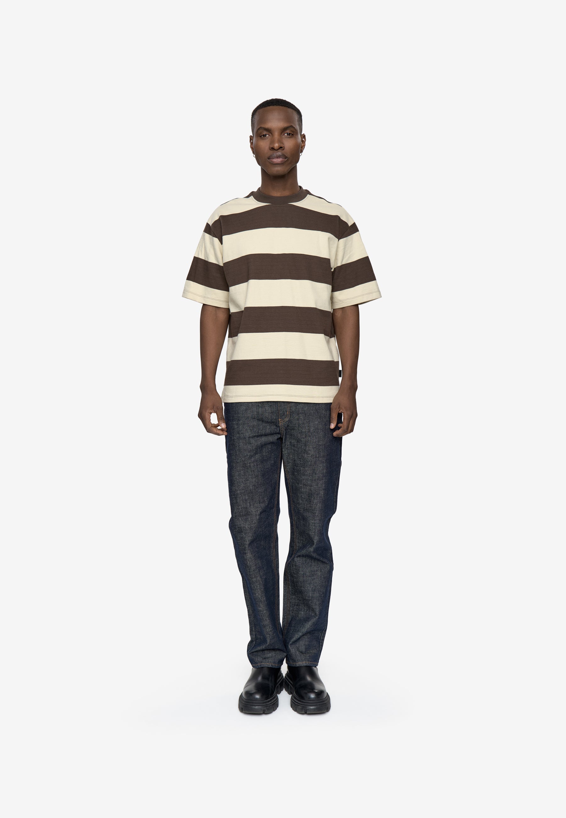 minimum male Terry rls YD strp ss tee G4607 Long Sleeved T-shirt 0812 Turkish Coffee