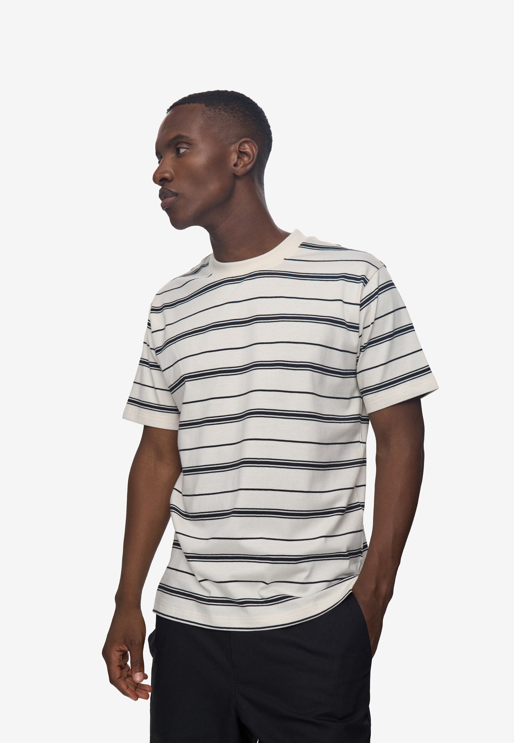 minimum male Aarhus reg ss striped tee G4710 Short Sleeved T-shirt 0608 Coco Milk