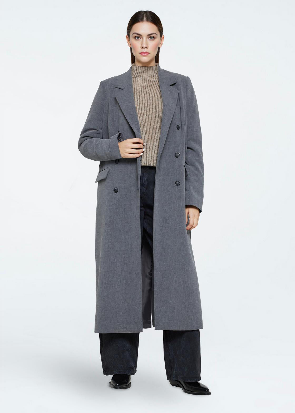 minimum female Agnes coat 4317 Outerwear 0203 Gray Pinstripe