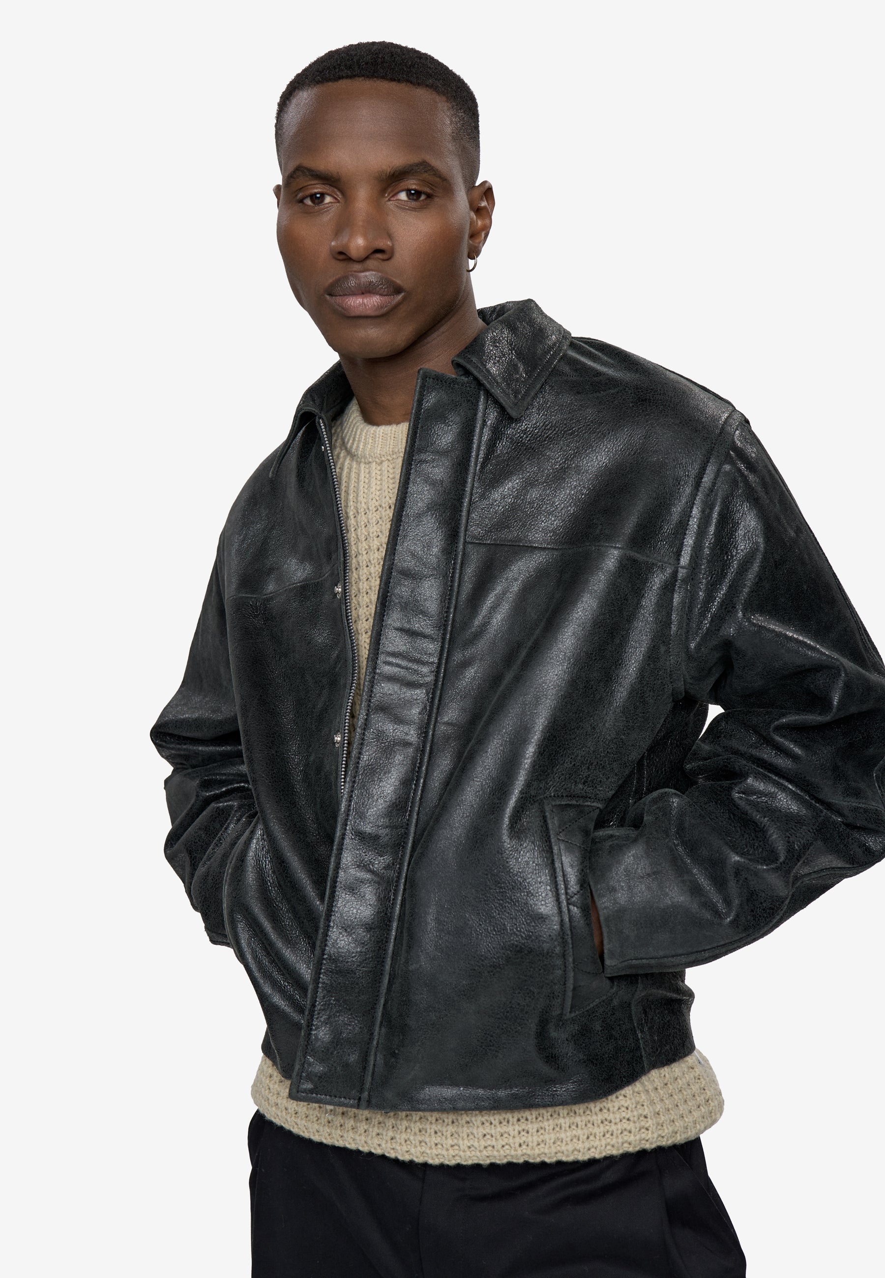 minimum male Arthur jacket 4447 Leather Jacket 999 Black
