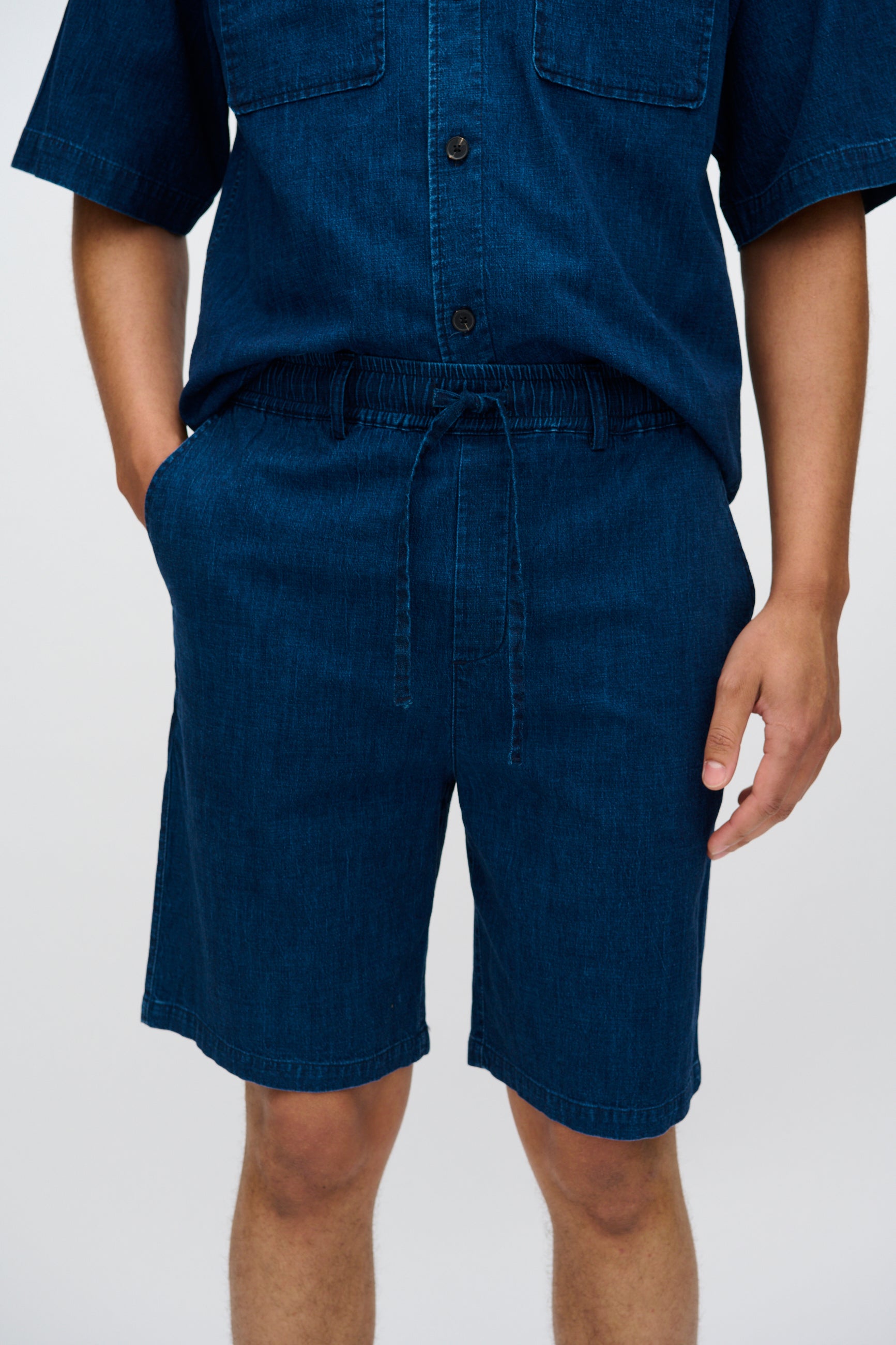 minimum male Atlas denim and linen blend shorts 4239 Shorts 3922 Sky Captain