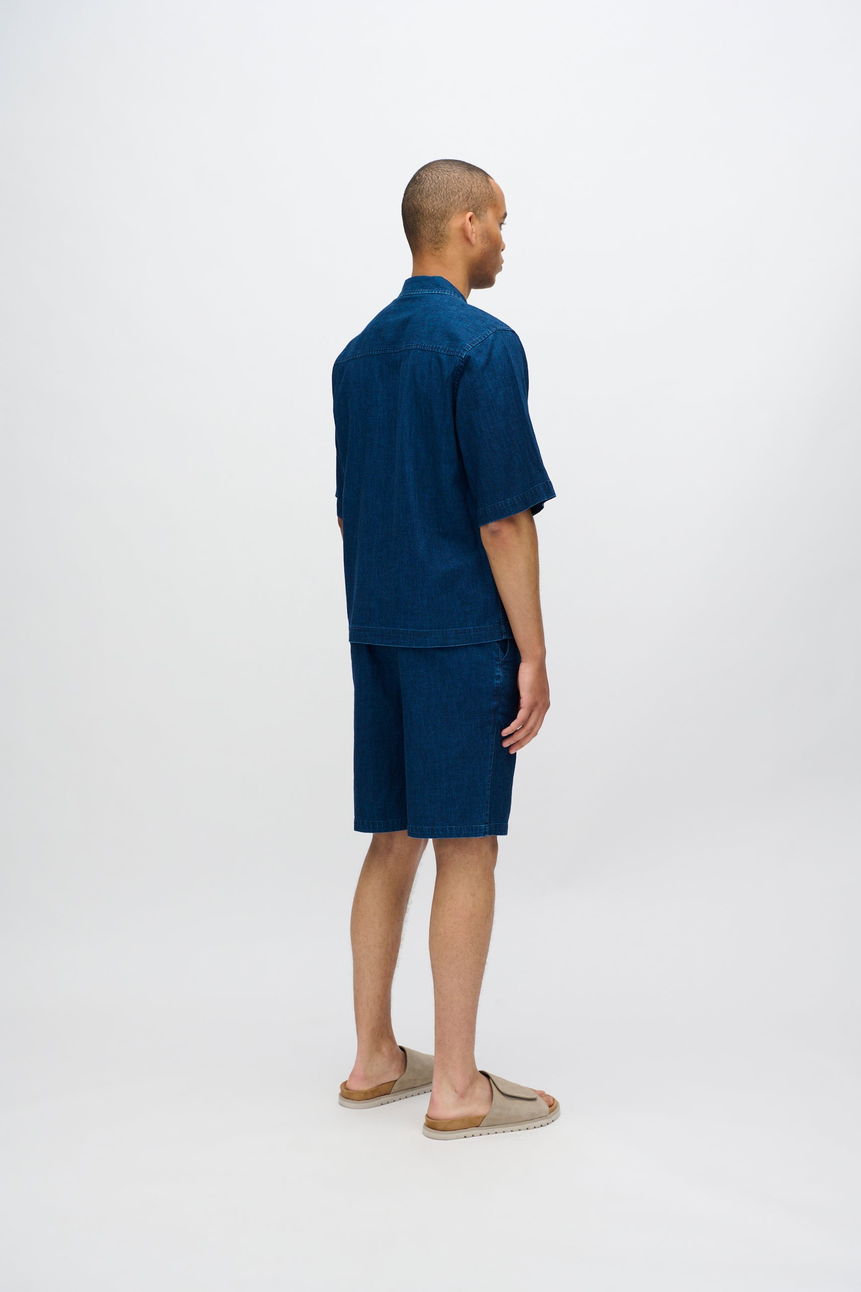 minimum male Atlas denim and linen blend shorts 4239 Shorts 3922 Sky Captain