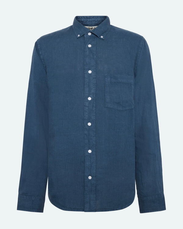 minimum male Colt long sleeved reg linen shirt 4115 Long Sleeved Shirt 2340 Blue Ashes