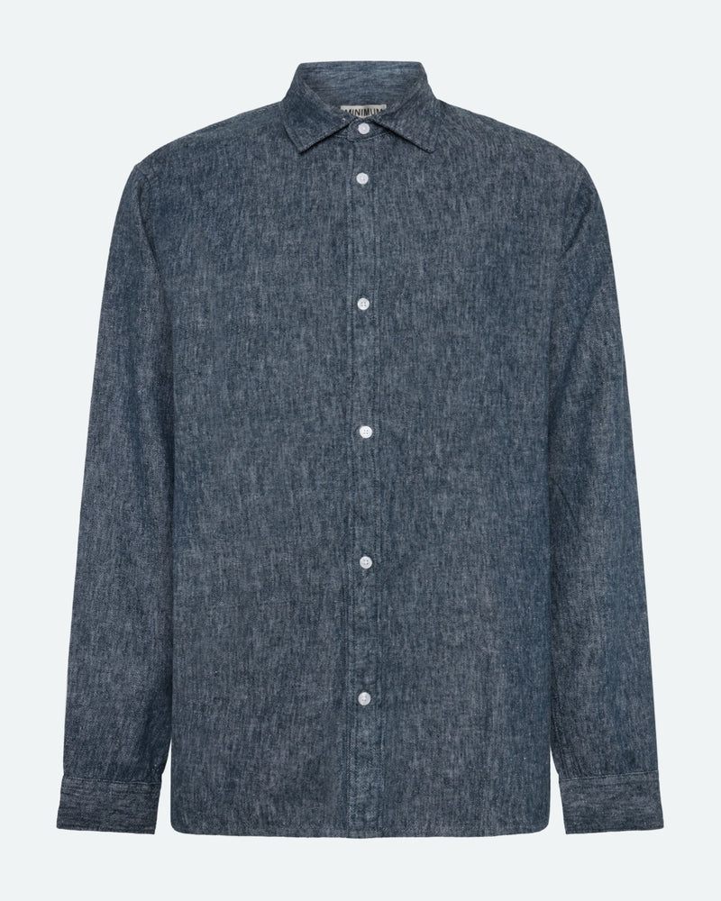 minimum male Douglas linen denim shirt 4128 Long Sleeved Shirt 3922 Sky Captain