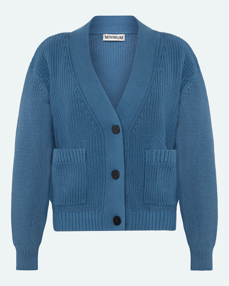 minimum female Gala cardigan G006 GOTS Cardigan 2340 Blue Ashes