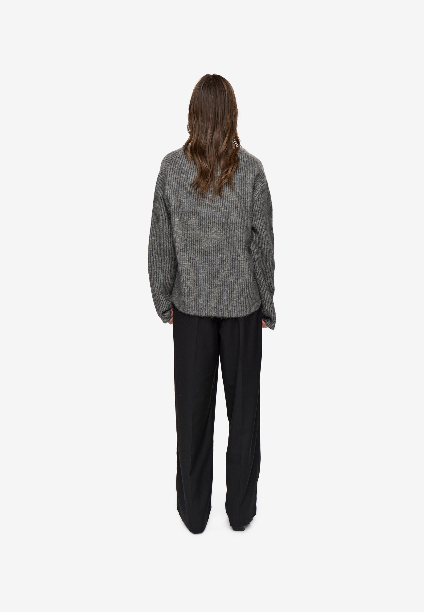 minimum female Gina v-n jumper 4465 Jumper 980M Dark Grey Melange