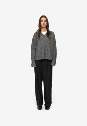 minimum female Gina v-n jumper 4465 Jumper 980M Dark Grey Melange