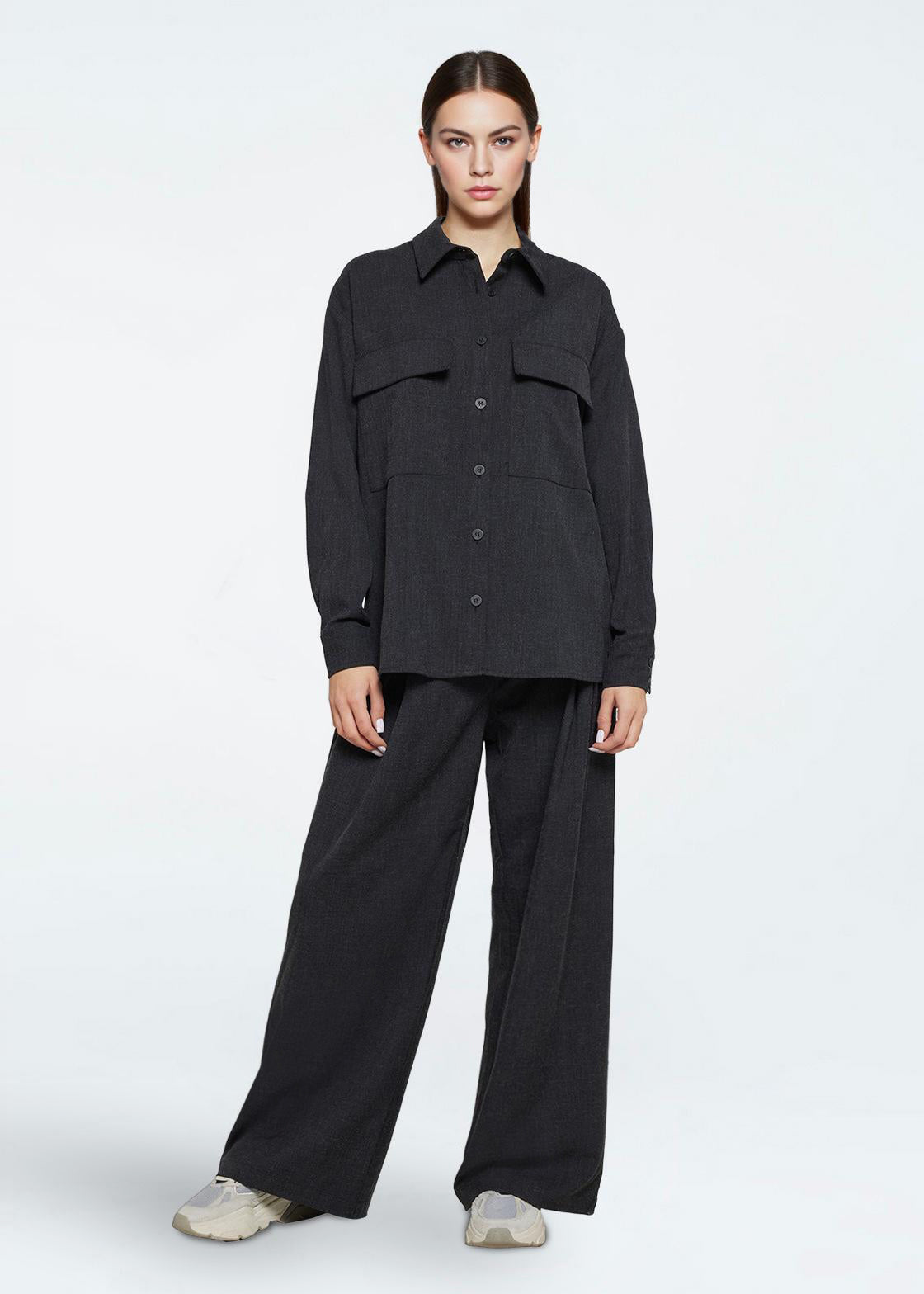 minimum female Gunli 3737 Pants Dressed Pants 980M Dark Grey Melange