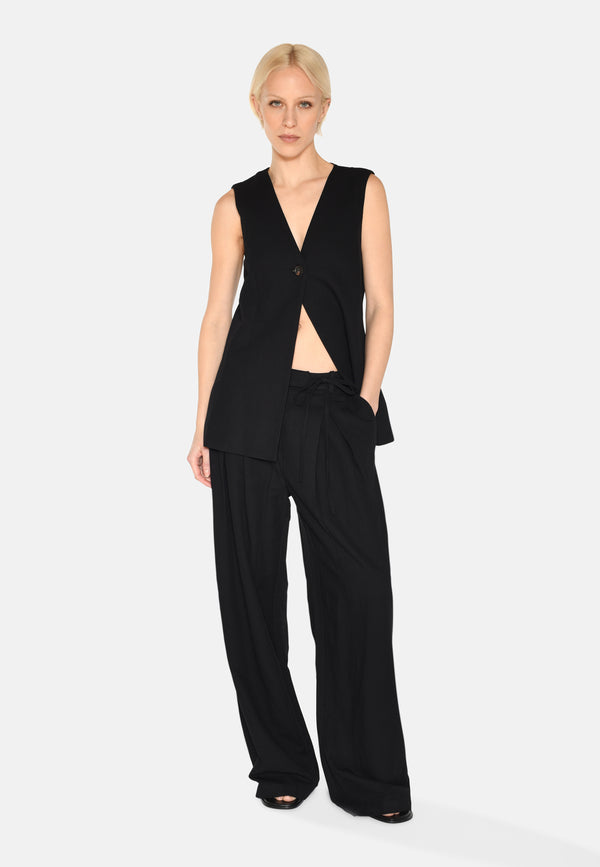 minimum female Gunli dressed pants with tie-detail 4191 Dressed Pants 999 Black