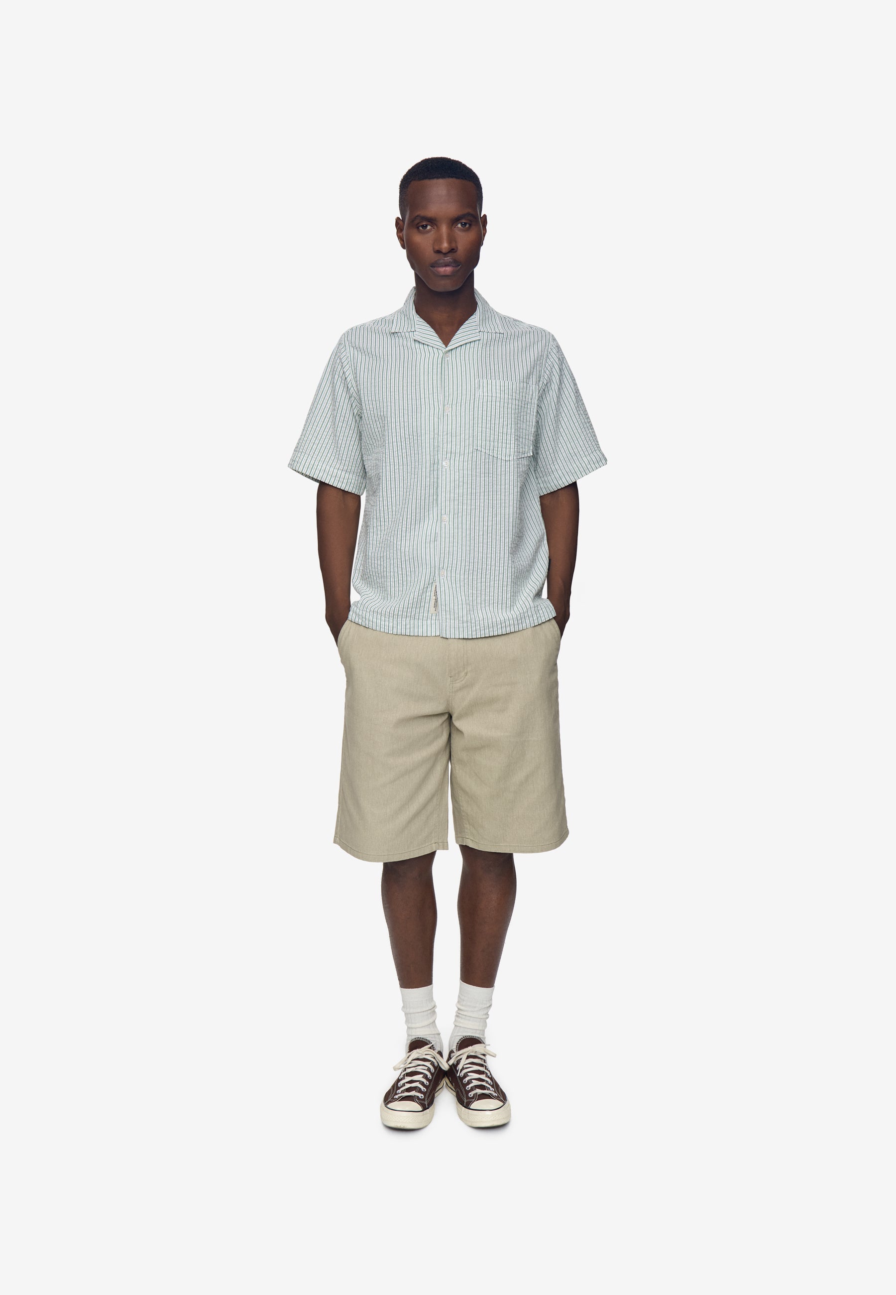 minimum male Hayden reg ss strp shirt 4686 Short Sleeved Shirt 5912 Dark ivy