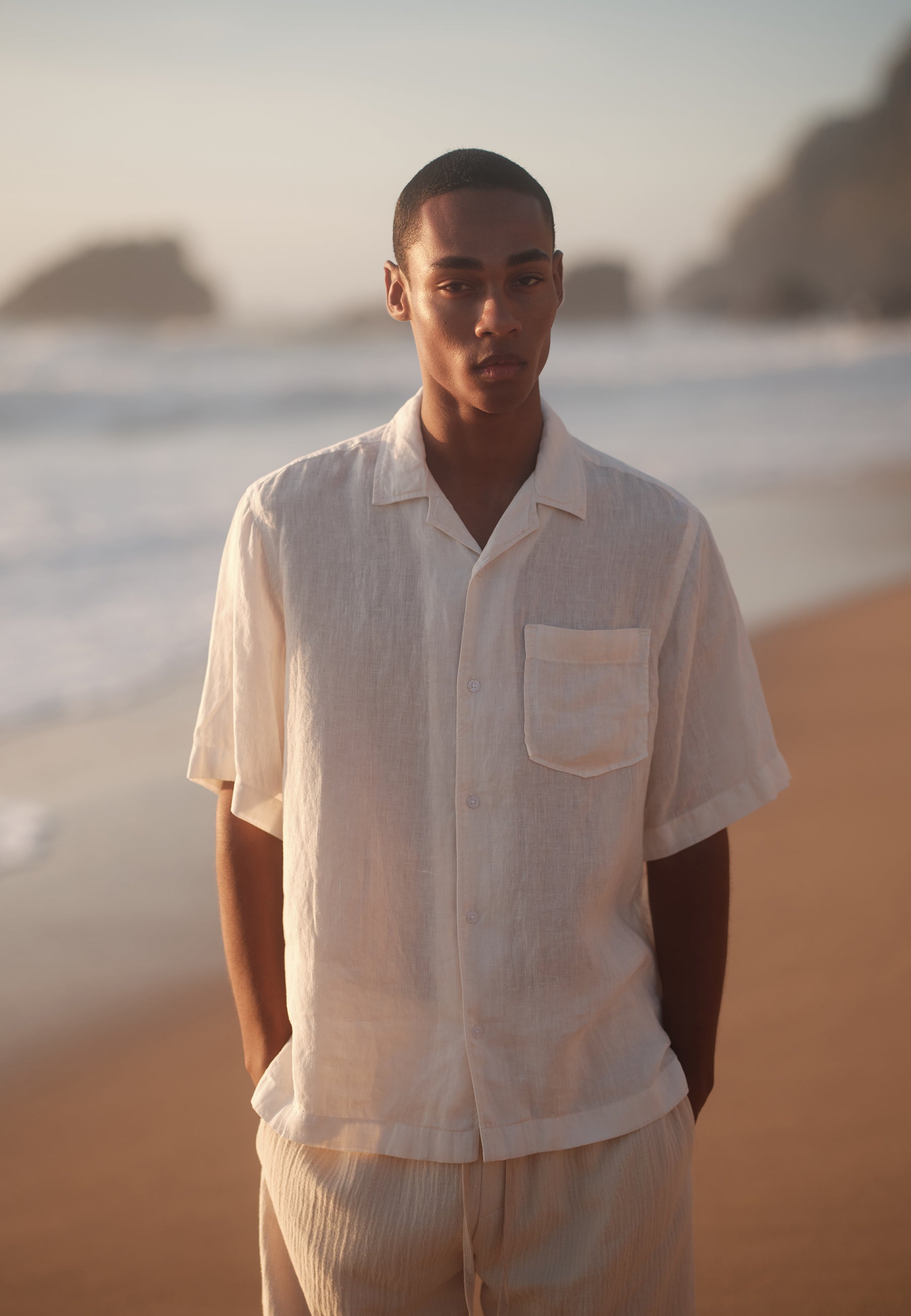 minimum male Hayden short sleeved linen shirt 4115 Short Sleeved Shirt 0608 Coco Milk