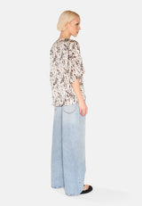 minimum female Janey short sleeved satin blouse 4194 Short Sleeved Blouse 0608 Coco Milk