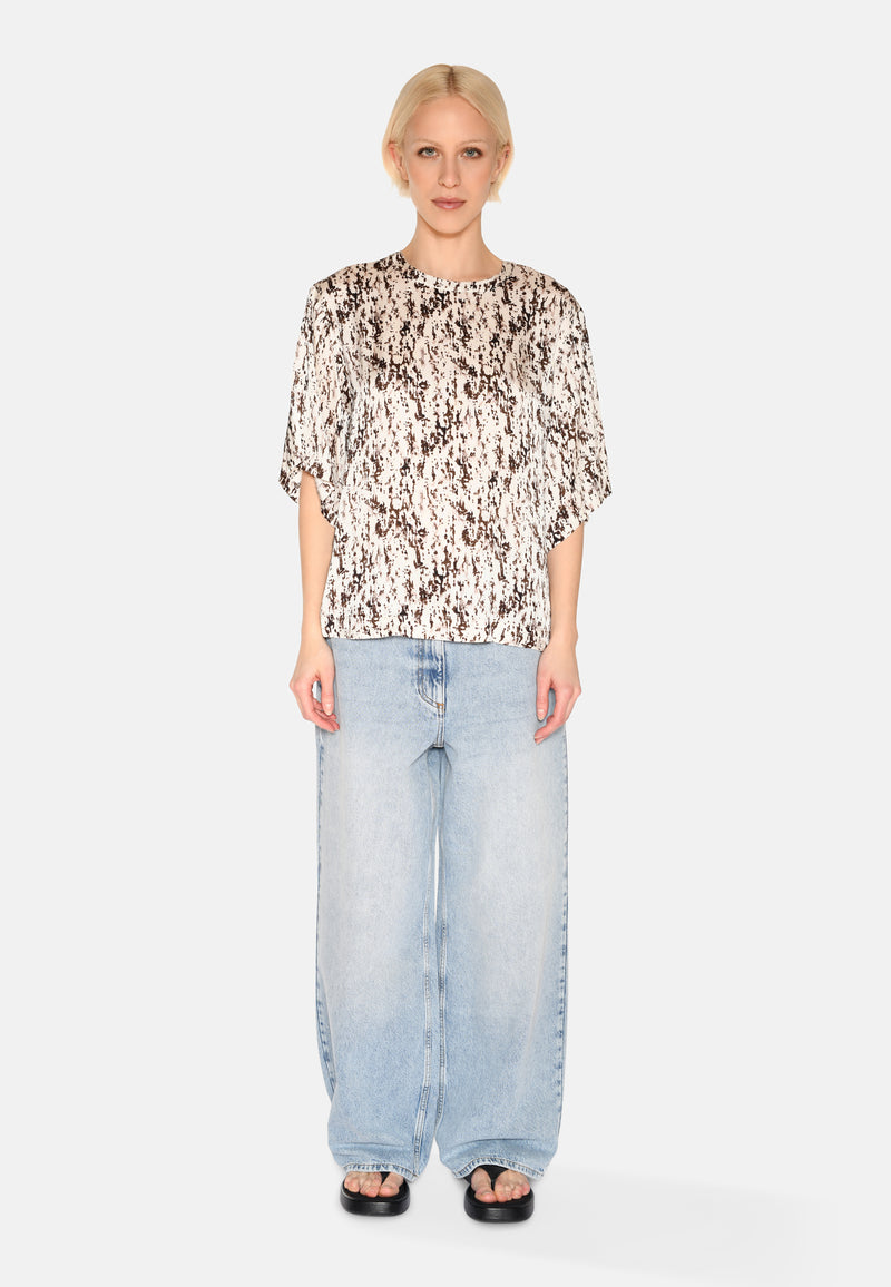 minimum female Janey short sleeved satin blouse 4194 Short Sleeved Blouse 0608 Coco Milk