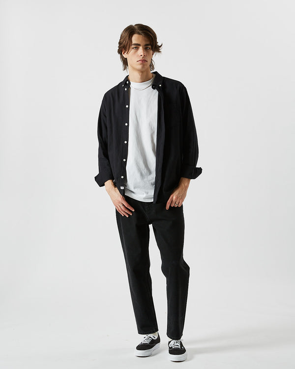 minimum male Jay 3.0 0063 Shirt Long Sleeved Shirt 999M Black/Grey Melange