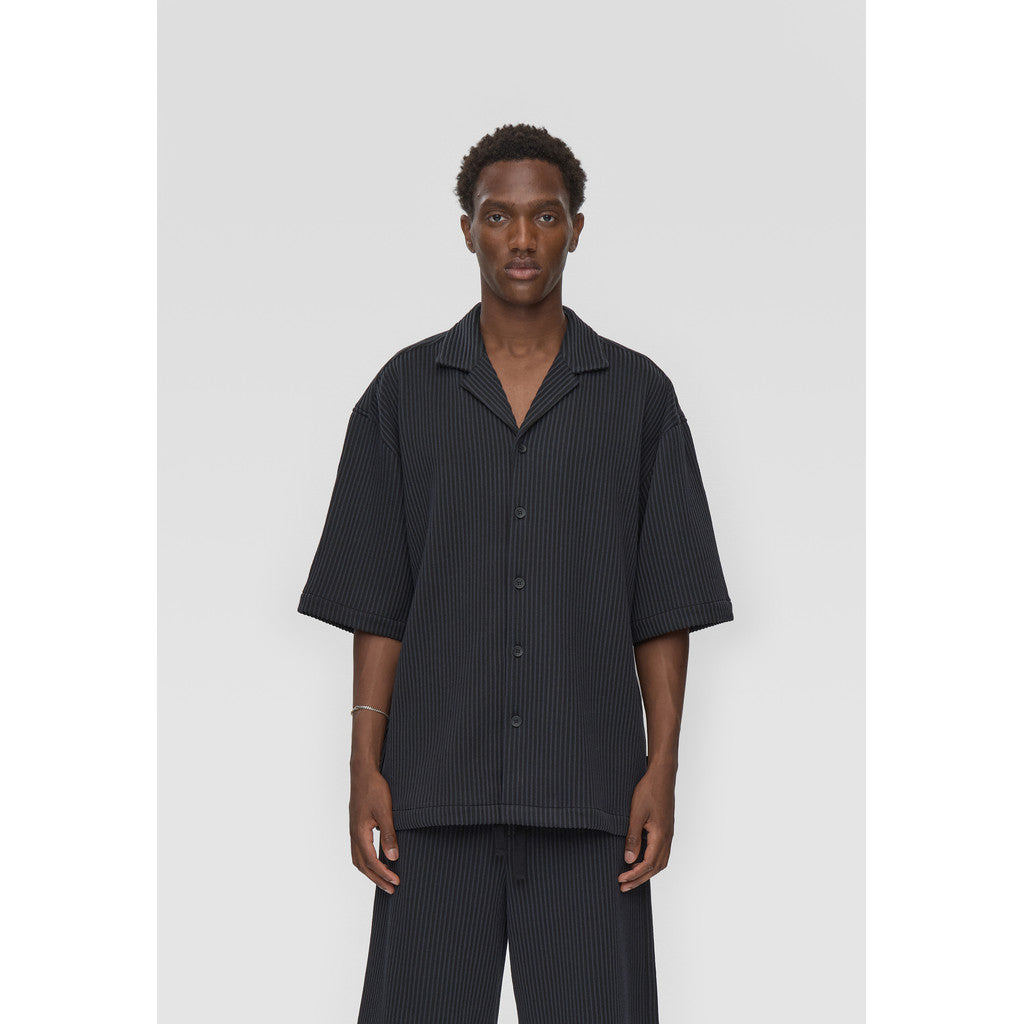 minimum male Keaton ovz ss striped shirt 4558 Short Sleeved Shirt 999 Black