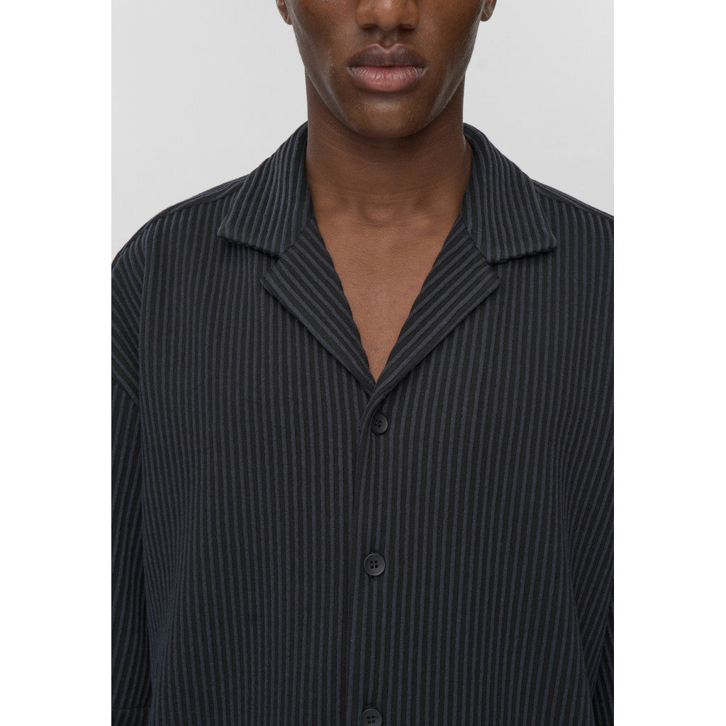 minimum male Keaton ovz ss striped shirt 4558 Short Sleeved Shirt 999 Black