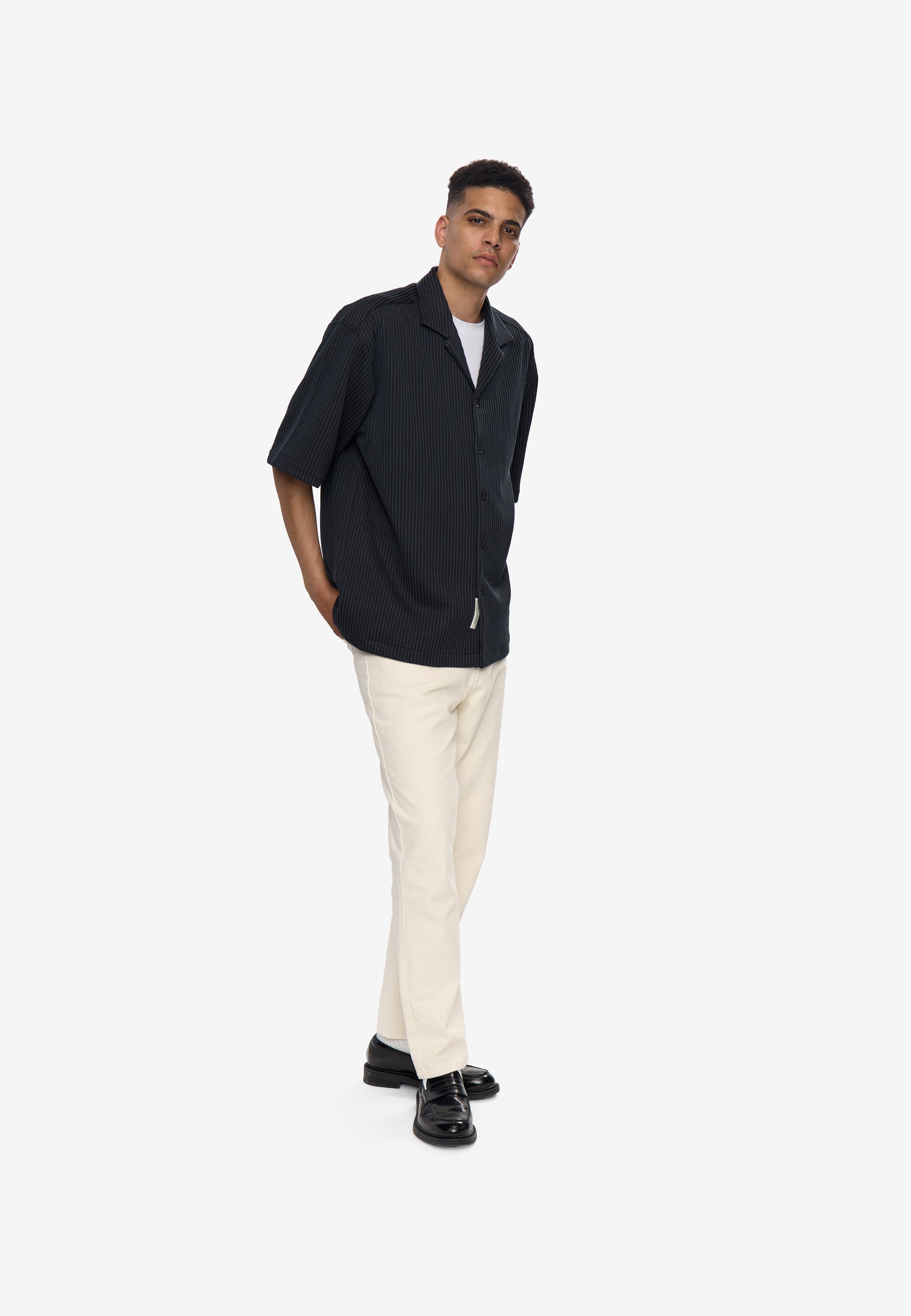 minimum male Keaton ovz ss striped shirt 4558 Short Sleeved Shirt 999 Black