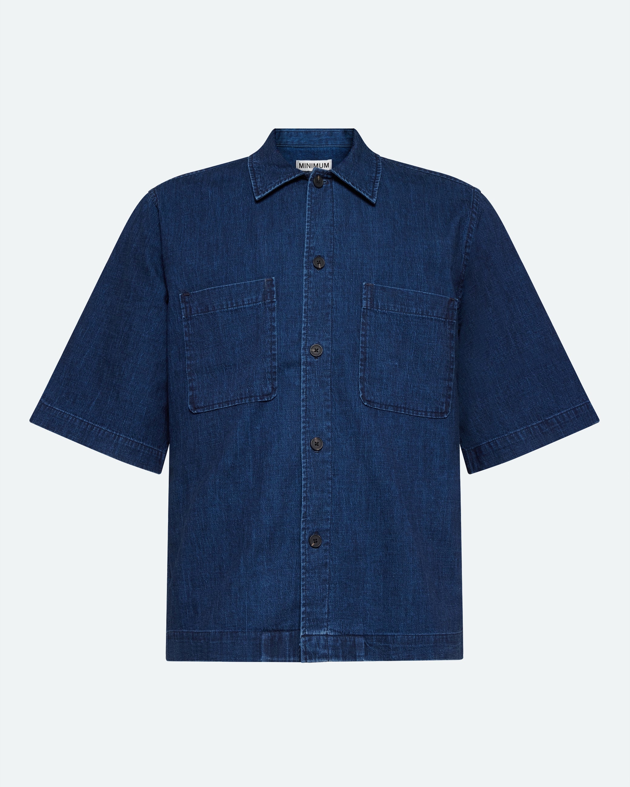 minimum male Lennon short sleeved shirt in linen blend 4239 Short Sleeved Shirt 3922 Sky Captain