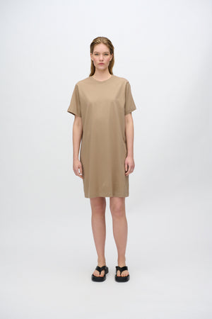 minimum female Lida t-shirt dress 4249 GOTS Short Dress 1609 Greige