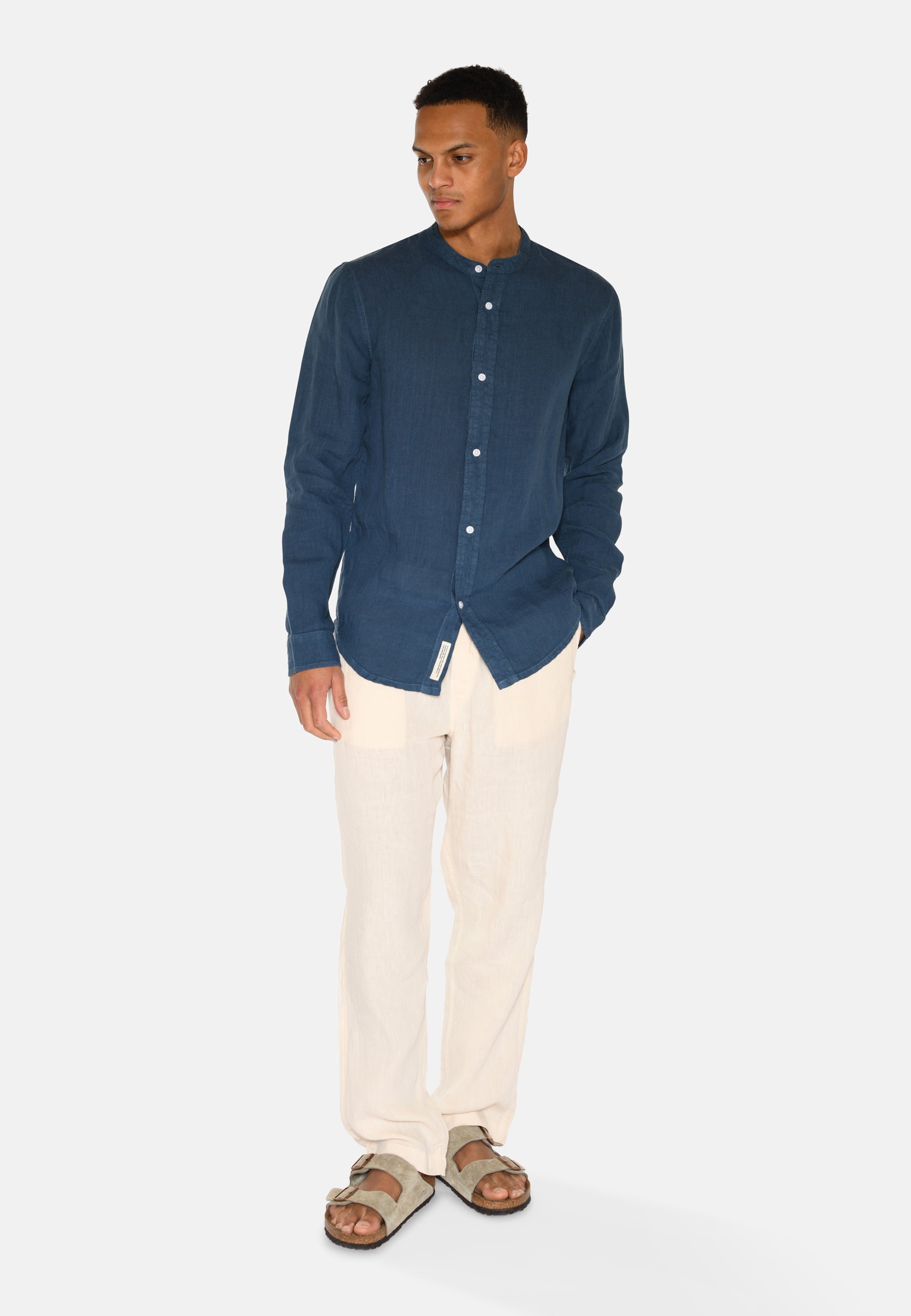 minimum male Mando long sleeved linen shirt 4115 Long Sleeved Shirt 2340 Blue Ashes