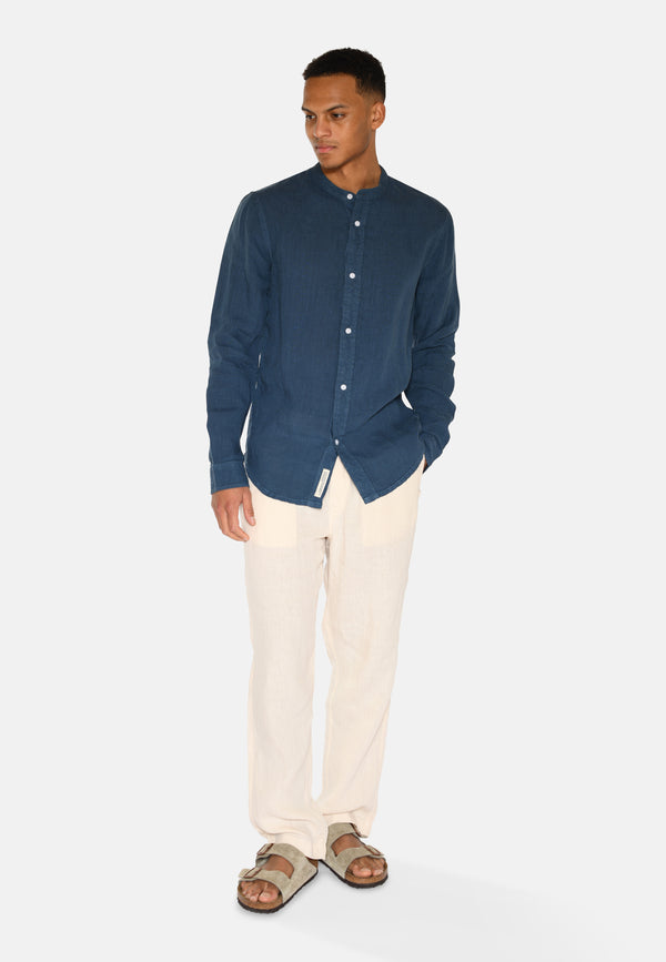 minimum male Mando long sleeved linen shirt 4115 Long Sleeved Shirt 2340 Blue Ashes
