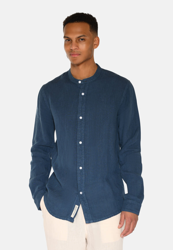 minimum male Mando long sleeved linen shirt 4115 Long Sleeved Shirt 2340 Blue Ashes