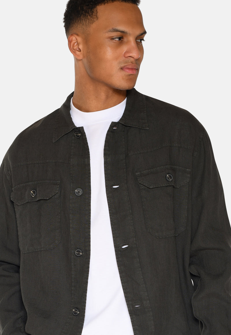 minimum male Micah linen overshirt 4115 Overshirt 0506 Black Ink