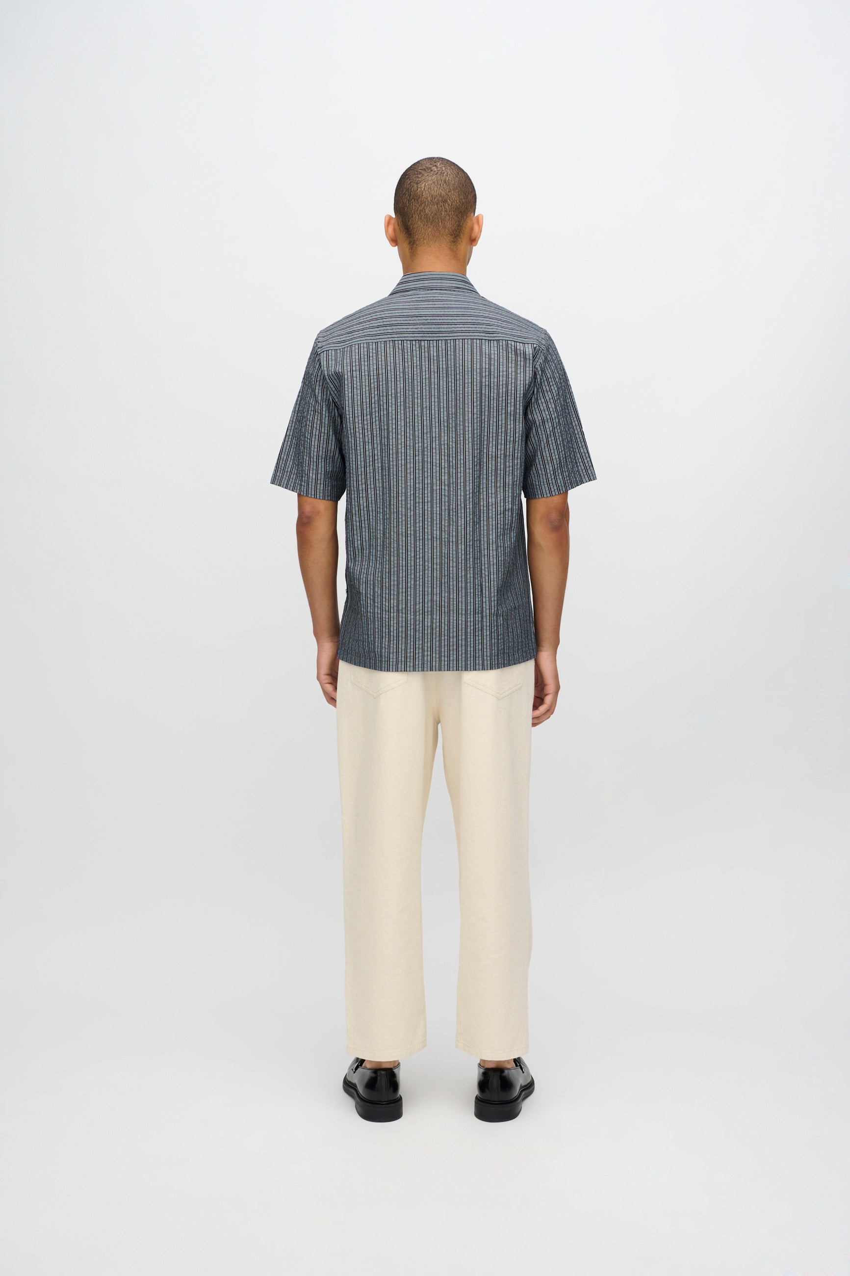 minimum male Nash short sleeved striped shirt 4242 Short Sleeved Shirt 999 Black