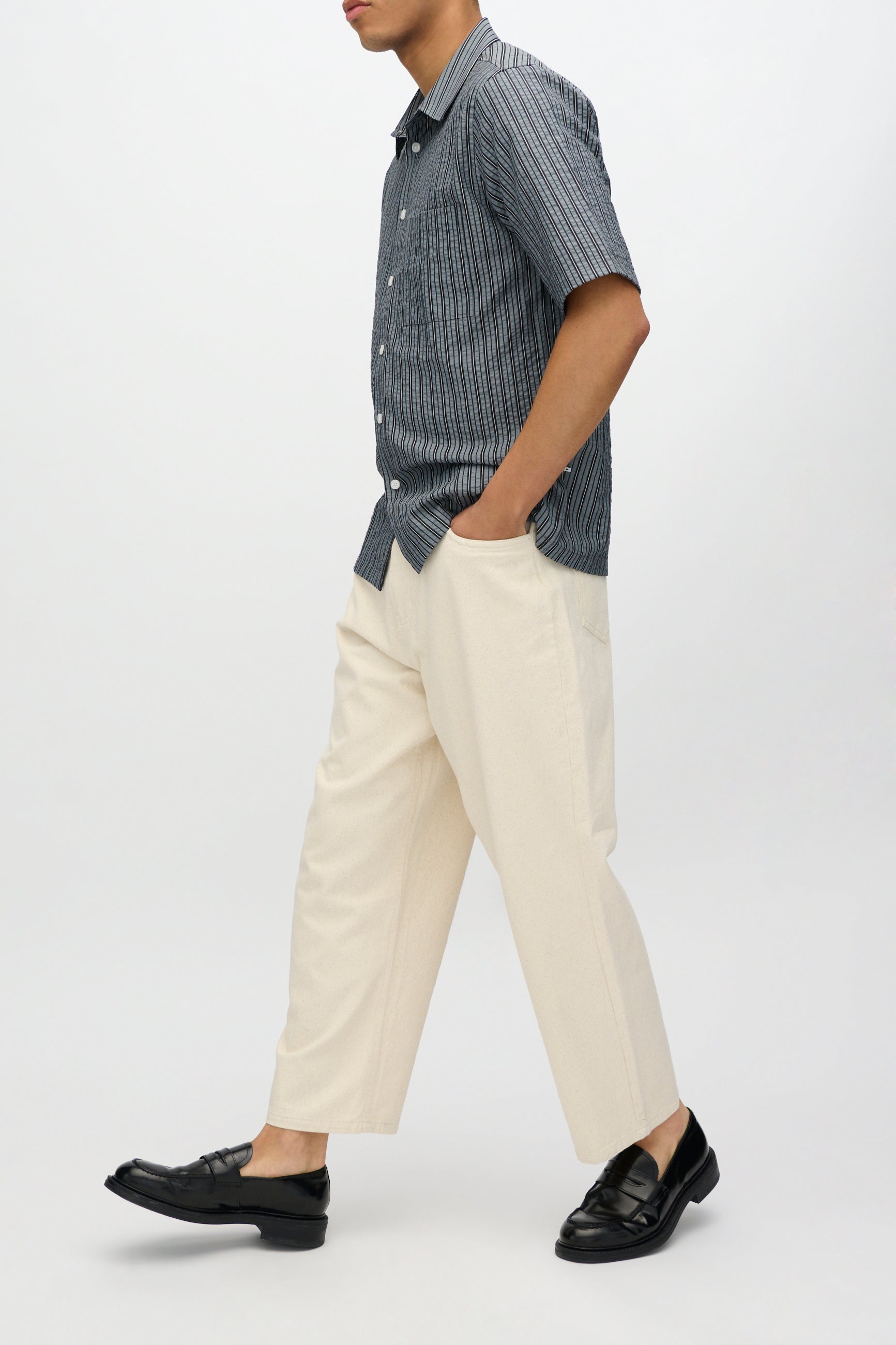 minimum male Nash short sleeved striped shirt 4242 Short Sleeved Shirt 999 Black
