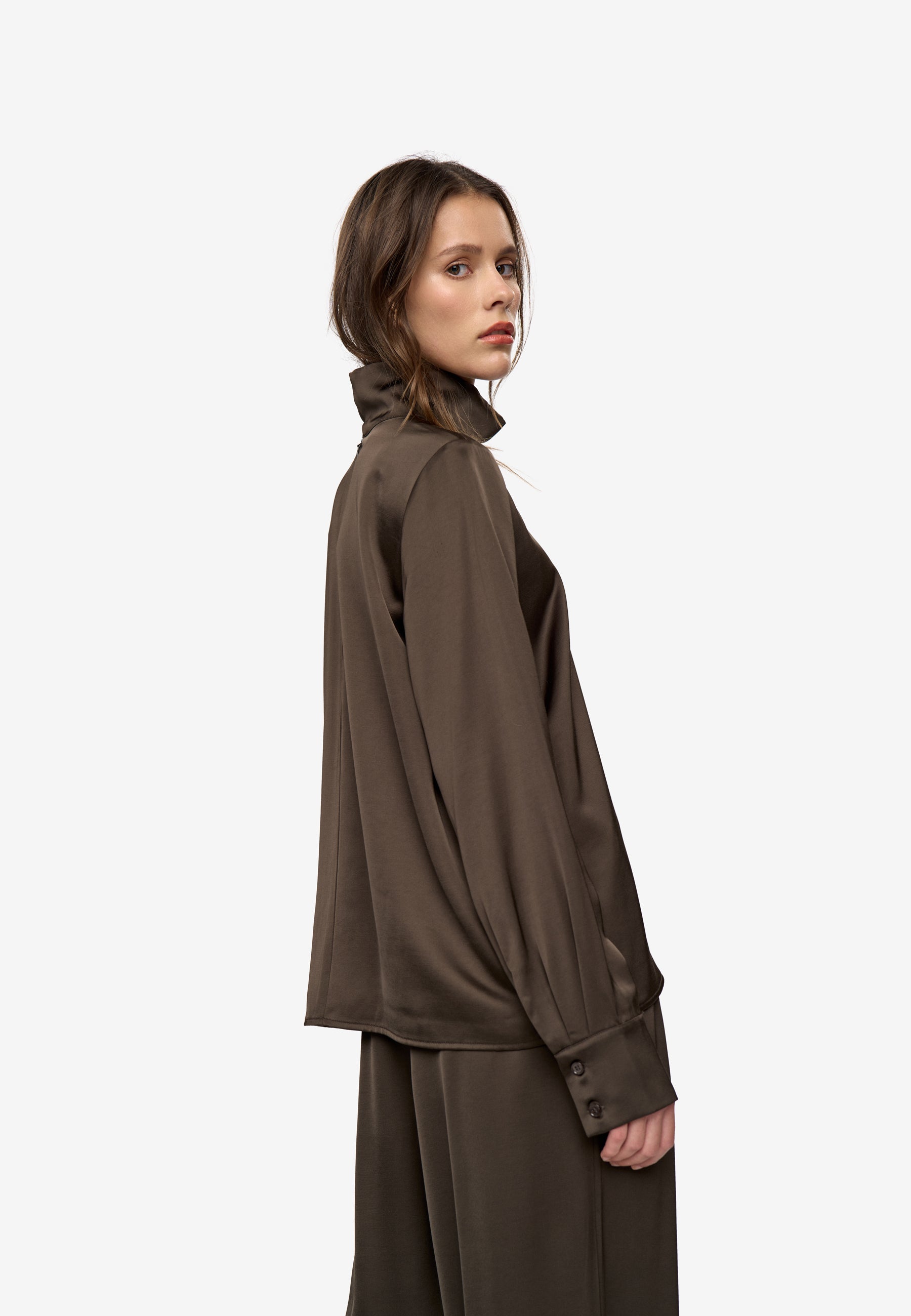 minimum female Paulina blouse 4482 Long Sleeved Blouse 0812 Turkish Coffee
