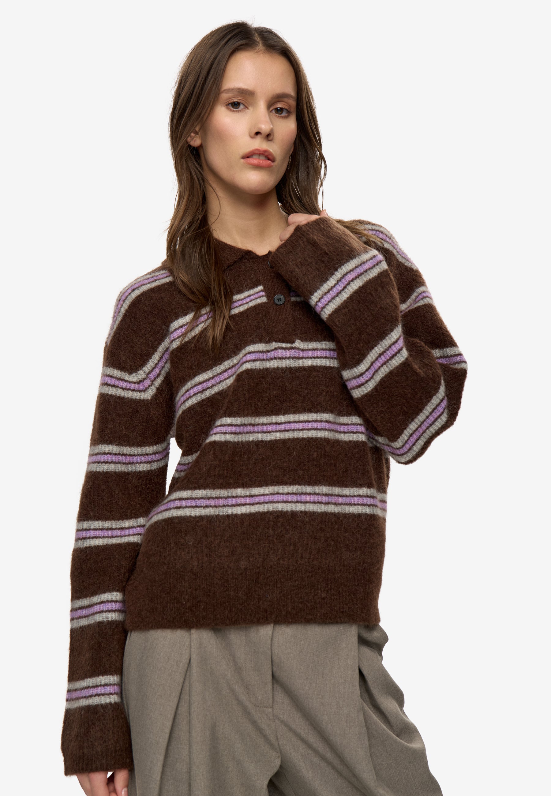 minimum female Ranni ls polo 4594 Jumper 1215 Shaved Chocolate