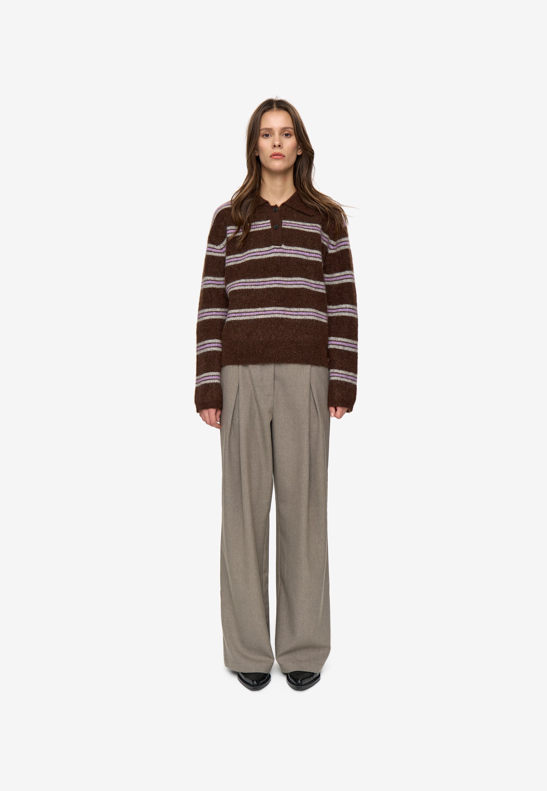 minimum female Ranni ls polo 4594 Jumper 1215 Shaved Chocolate